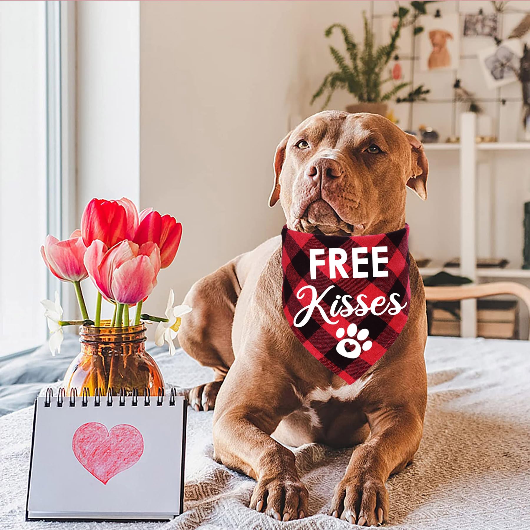 Stmk 2 Pack Valentine'S Day Dog Bandanas - Large, Free Kisses & Heart Breaker