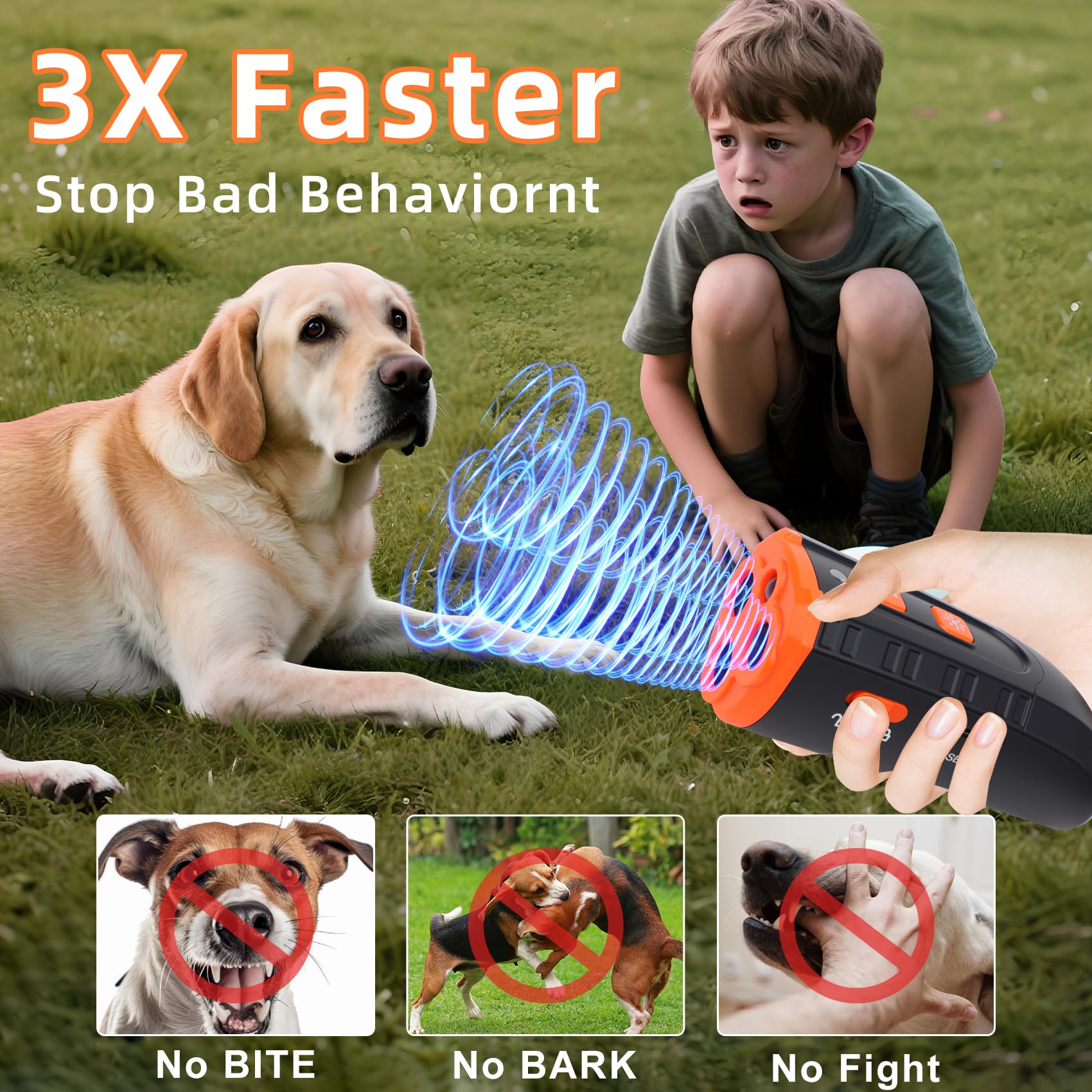 MOXIAOYAN Dog Bark Deterrent Devices for Own or Neighbors Dog, Anti Barking Device for Dogs, 3X Sonic Emitters, 33ft Long Range