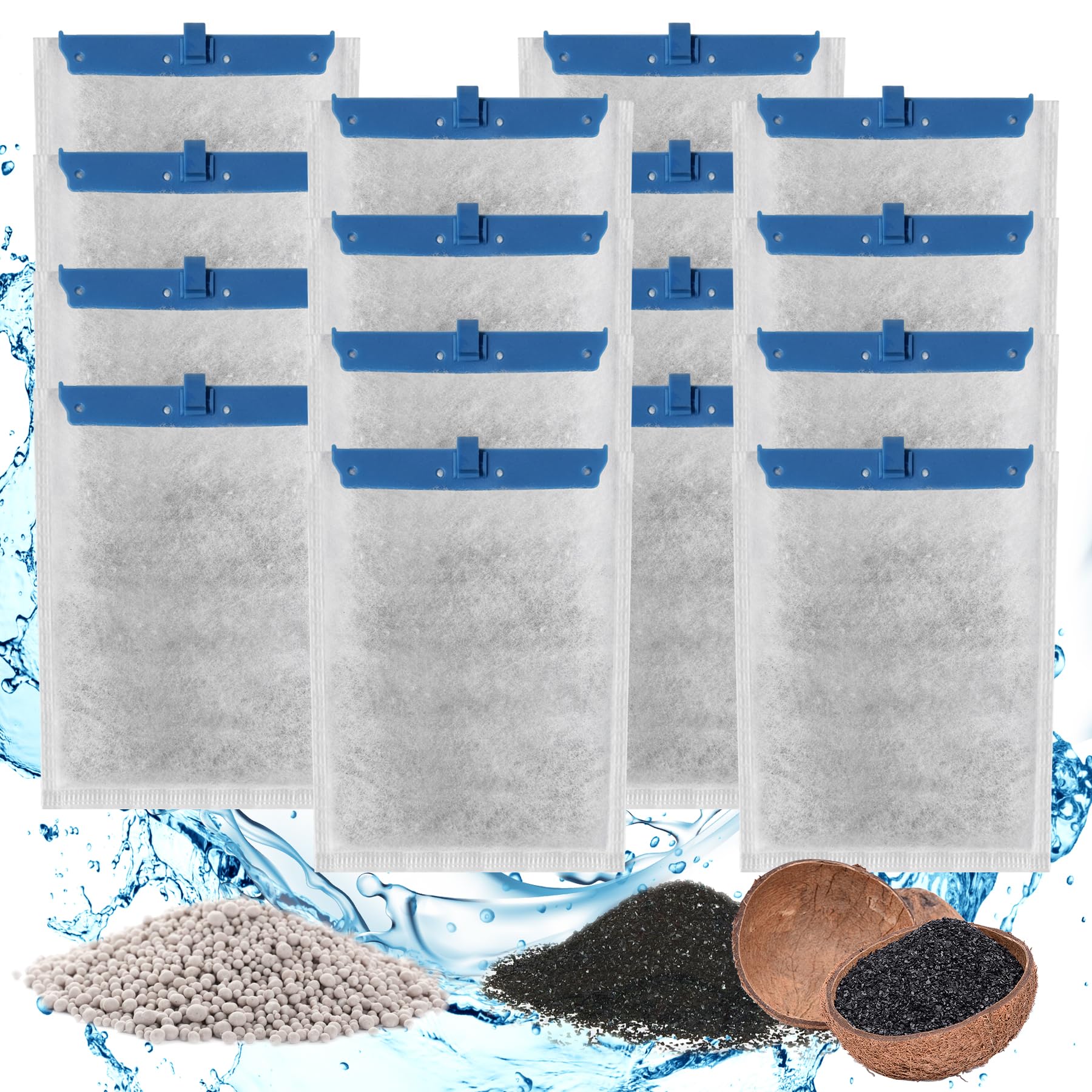 16 Pack Medium Filter Cartridges Compatible With Tetra Whisper Bio-Bag Filter: Medium Aquarium Filter Cartridge Compatible With 