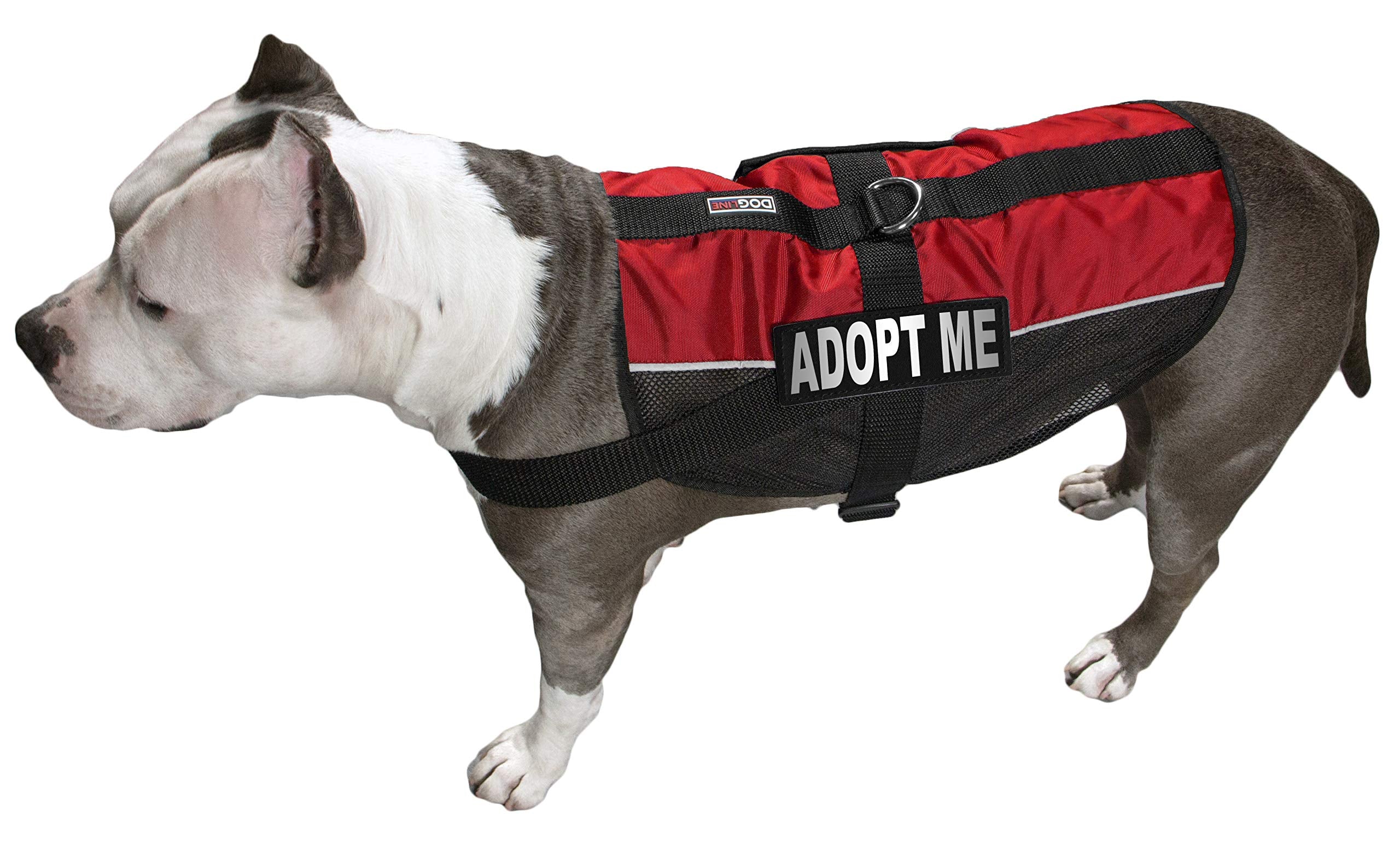 Dogline Adopt Me Vest Patches – Removable Adopt Me Patch 2-Pack With Reflective Printed Letters For Support Dog Vest Harness Collar Or Leash Large/X-Large