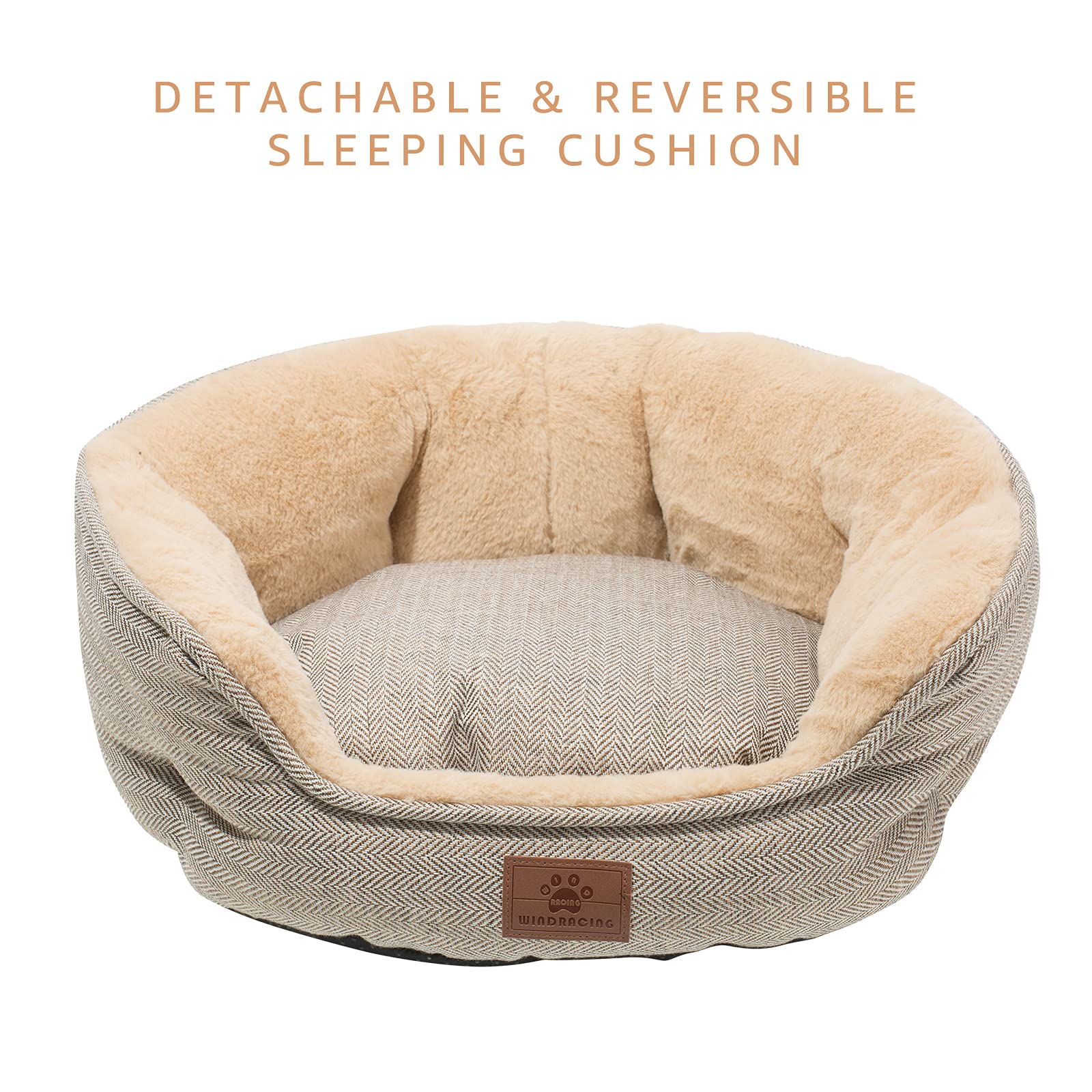 Windracing Medium Size Cat And Dog Beds, Fur Material, Removable Inner Pillow, Non-Skid And Waterproof Bottom, Superior Comfort, Washable