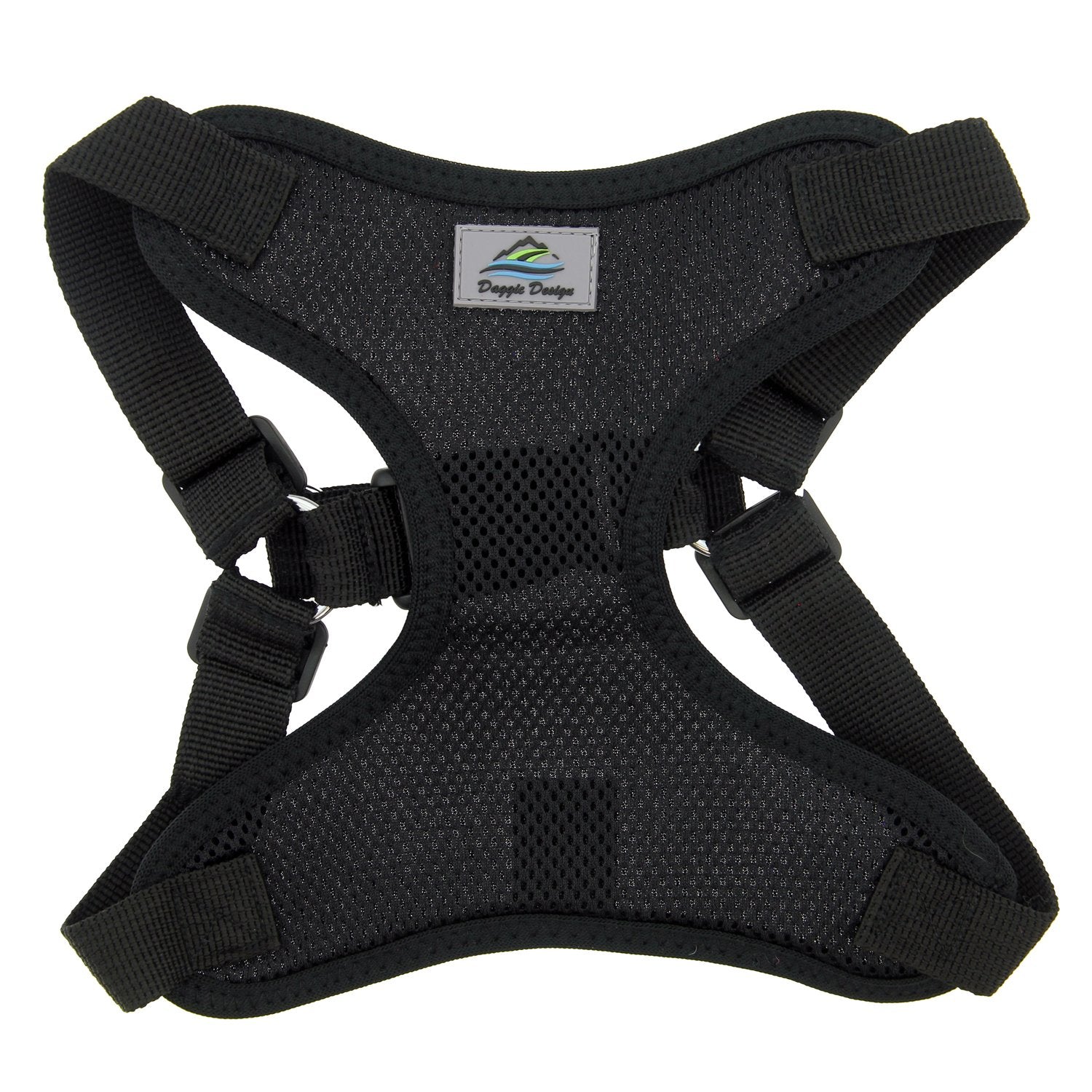 Doggie Design Soft Lightweight Wrap And Snap Choke Free Dog Harness - Black (Xs)