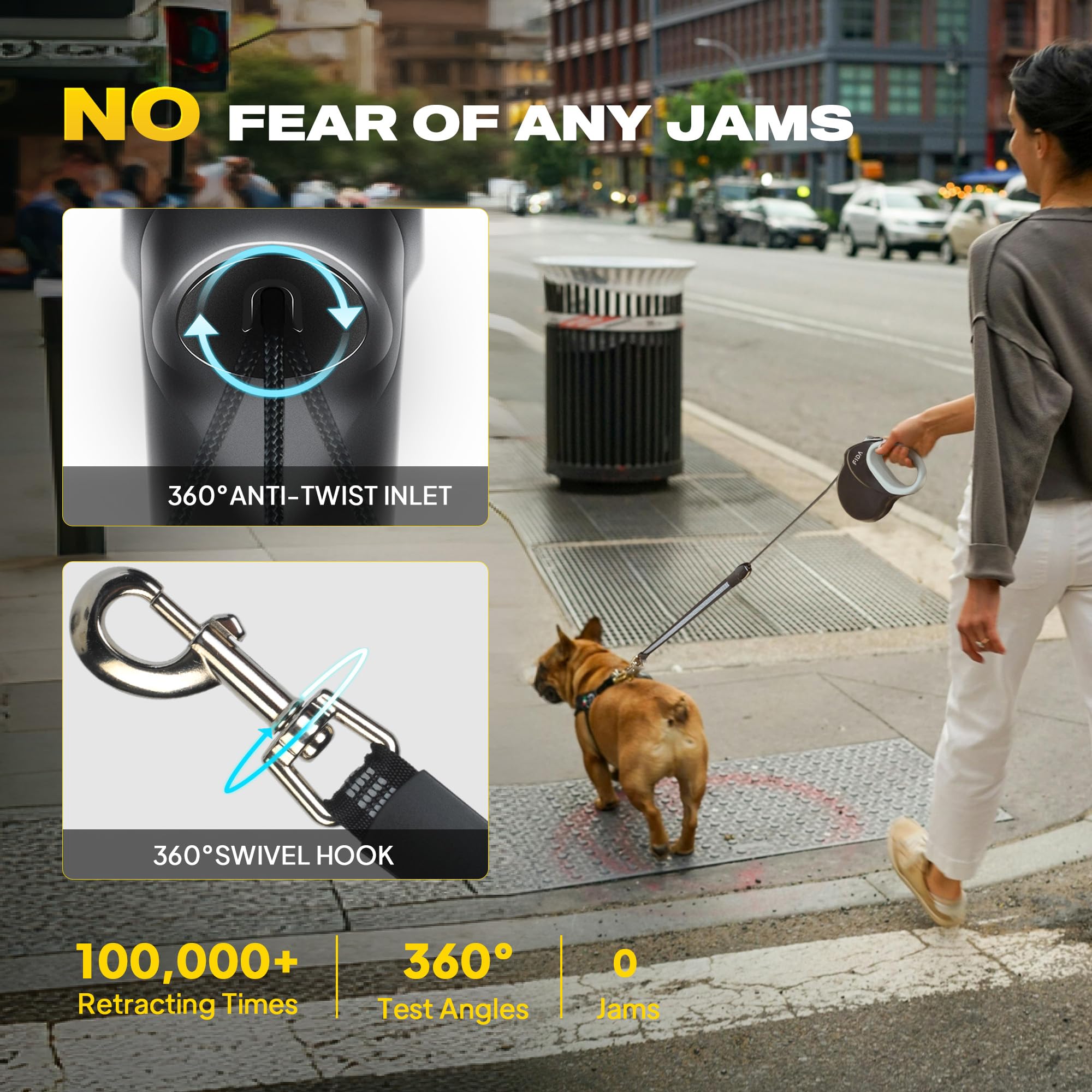 Fida Upgraded Retractable Dog Leash 30Ft, Heavy Duty Pet Walking Leash For Medium/Large Breed Up To 110 Lbs, 360 Tangle-Free Lon