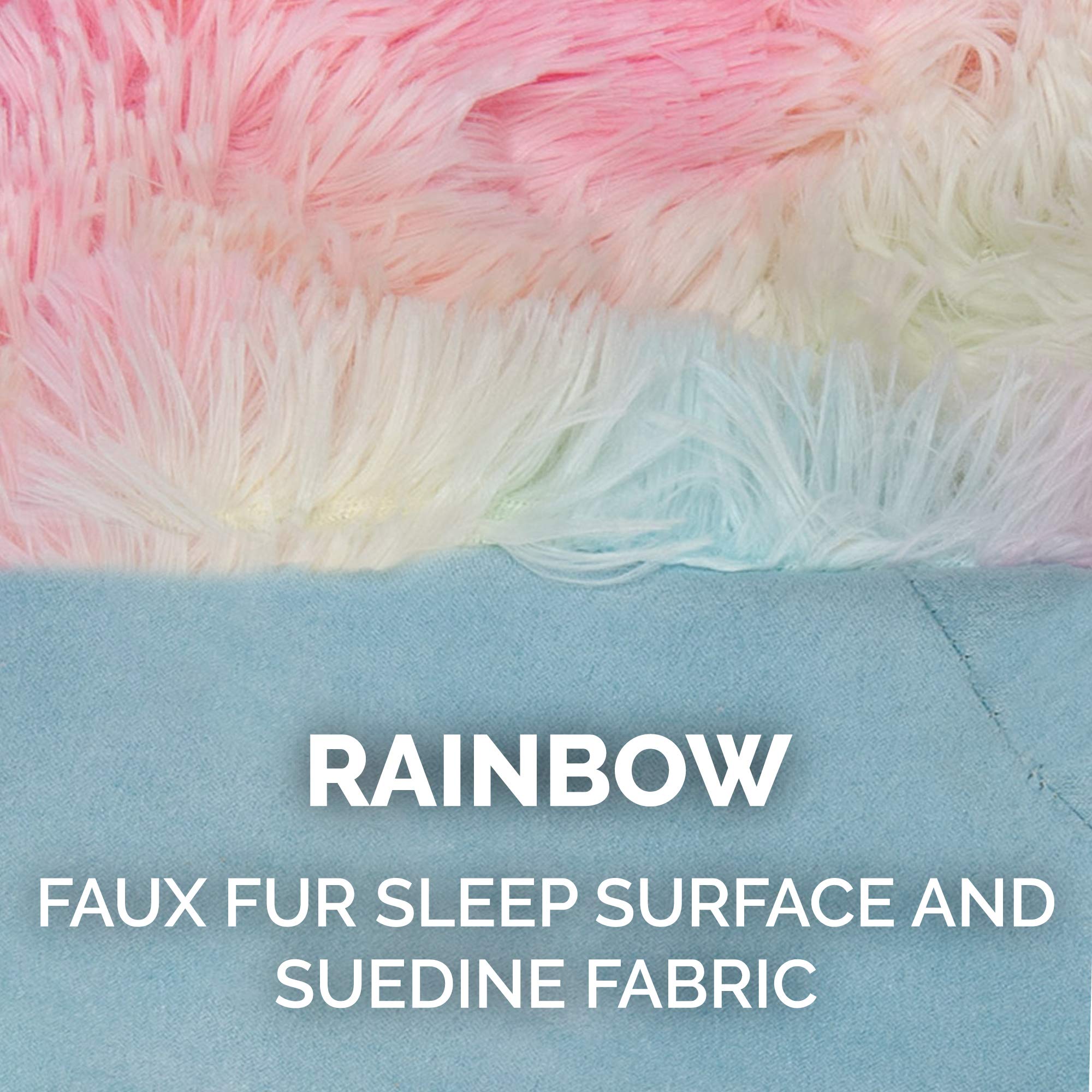 Furhaven Large Cat Bed - Self-Warming Faux Fur & Suede Cuddler, Washable, Rainbow, Model 96455080