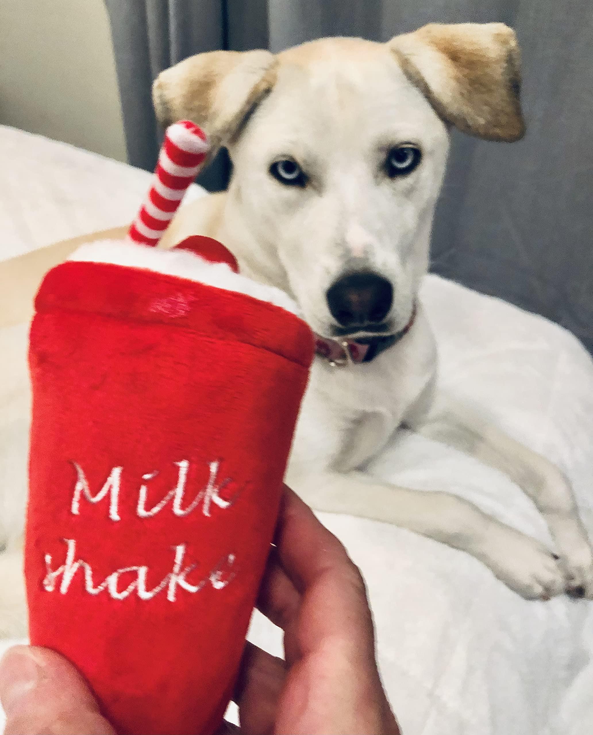 Glow Pups Dog Toys, Squeaky Milkshake Plush Dog Toy For Puppies, Easy To Clean, Promotes Mental Stimulation, Keeps Dog Entertain