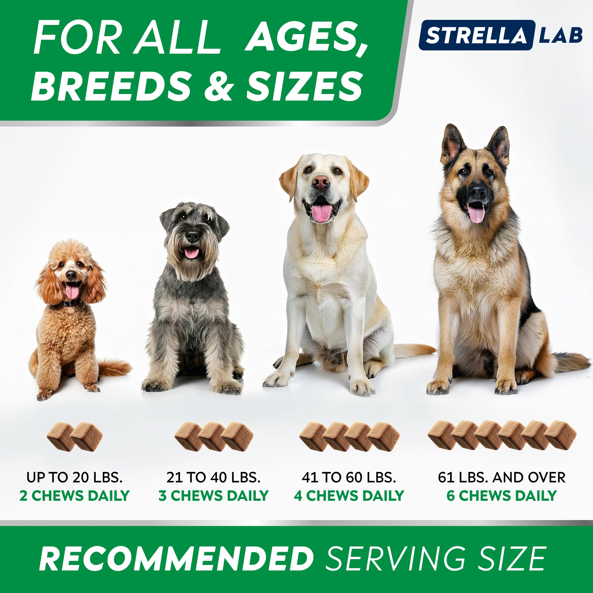 StrellaLab Dog Allergy Relief & Anti Itch Support Chews w/Omega 3: Real Ingredients, Real Taste! Skin & Coat Immune Supplement w