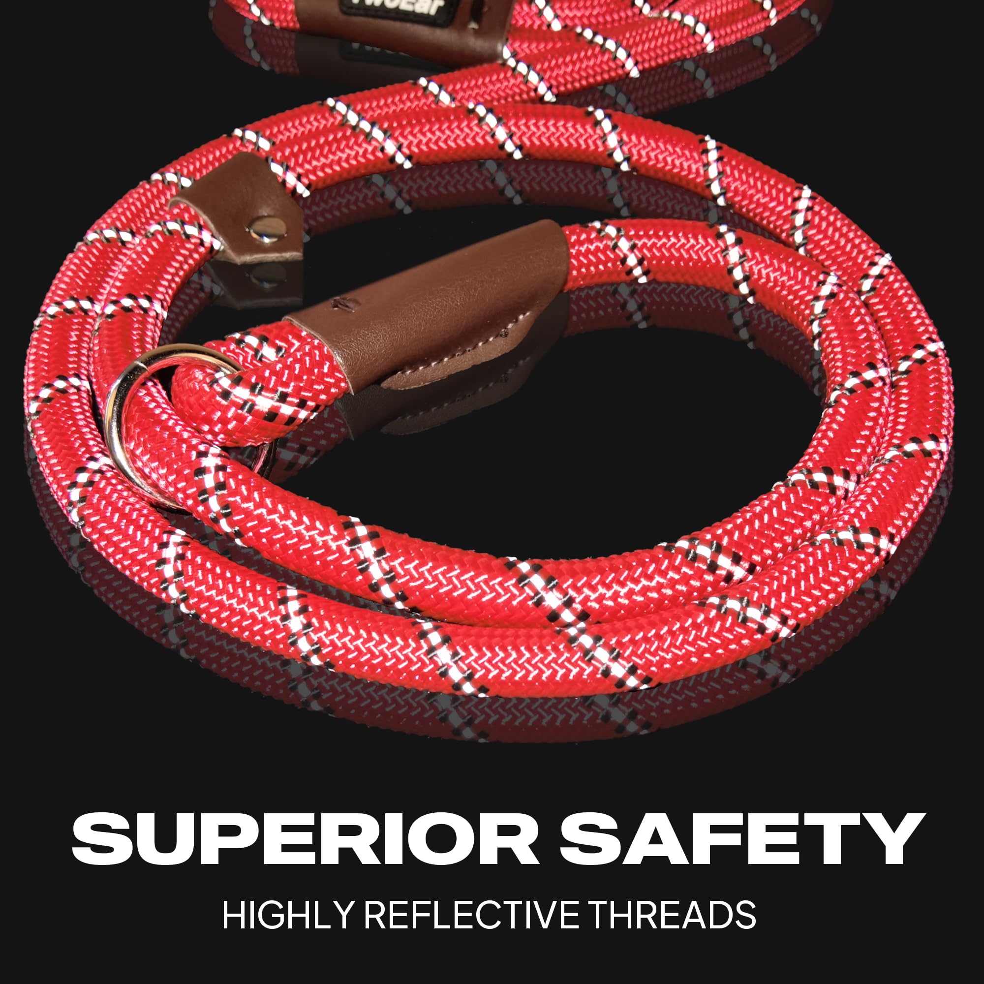 Twoear Dog Leash Dog Slip Rope Leash 6Ft Dog Training Leash Heavy Duty Strong Slip Lead Highly Reflective Threads For Small Medium And Large Dogs (Slim(3/8''X6Ft), Red)