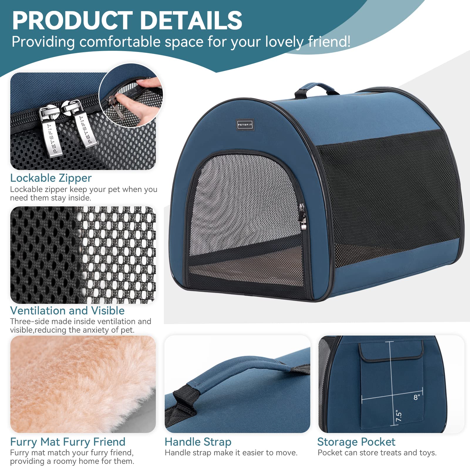 Petsfit Soft Sided Dog Crate, Travel Dog Crate - 19 Inch Lightweight, Roomy, Easy To Set Up, Sturdy Portable Dog Kennel With Thi