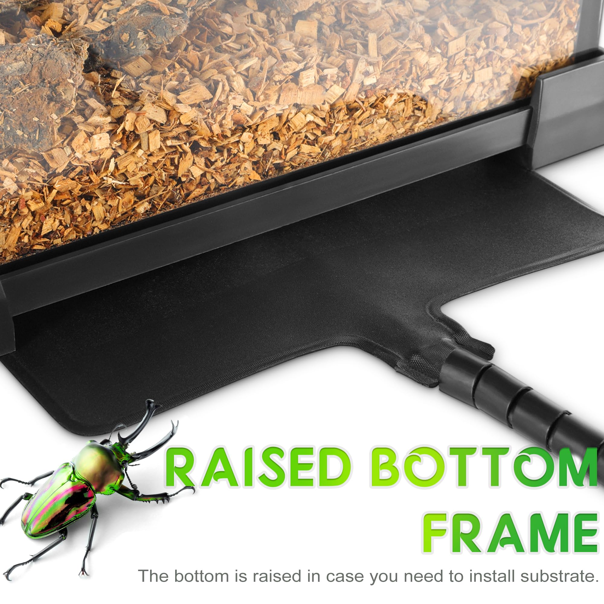 Neptonion Mini Reptile Glass Terrarium 12''X8''X8'' Durable Reptile Habitat Tank With Heat Resistant Aluminum Alloy Frame, Doubl