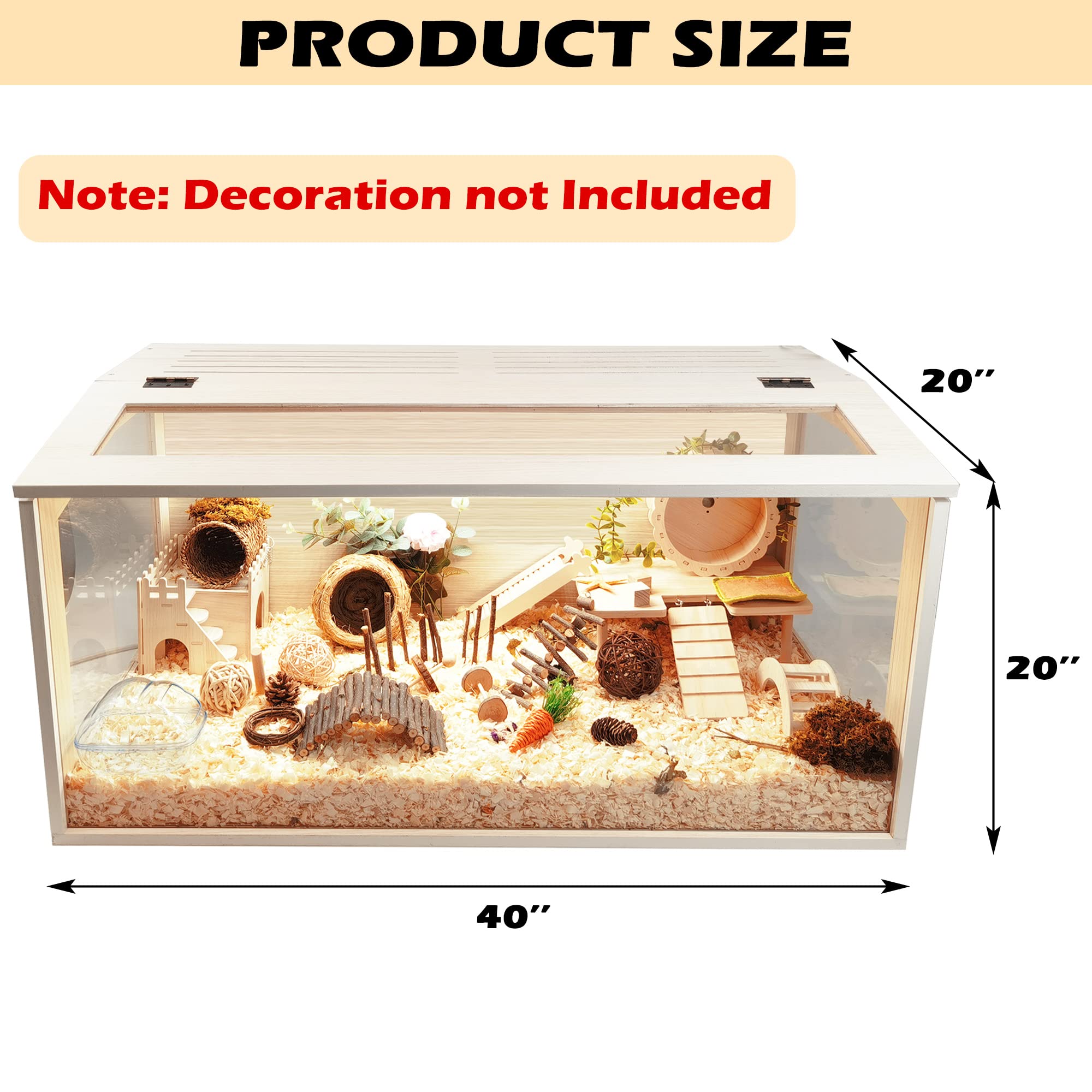 Prolee Hamster Cage Chewproof Wooden 40 Inch Guinea Pig Cages Mice And Rat Habitat Openable Top With Acrylic Sheets Solid Built