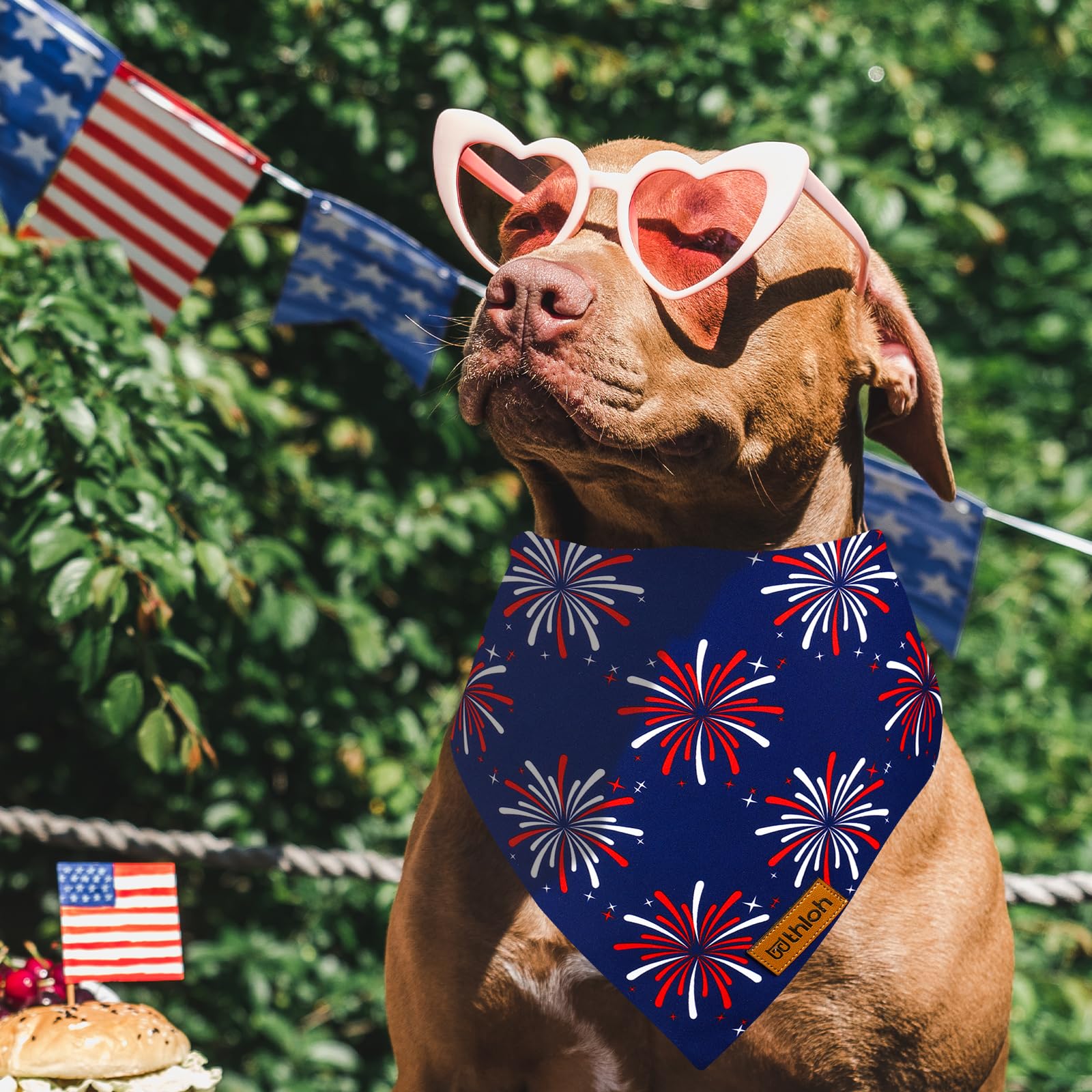 Thloh 4Th Of July Dog Bandanas - 2 Pack Reversible Usa Patriotic Bandana For Boy And Girl | Premium Durable Fabric | American Fl