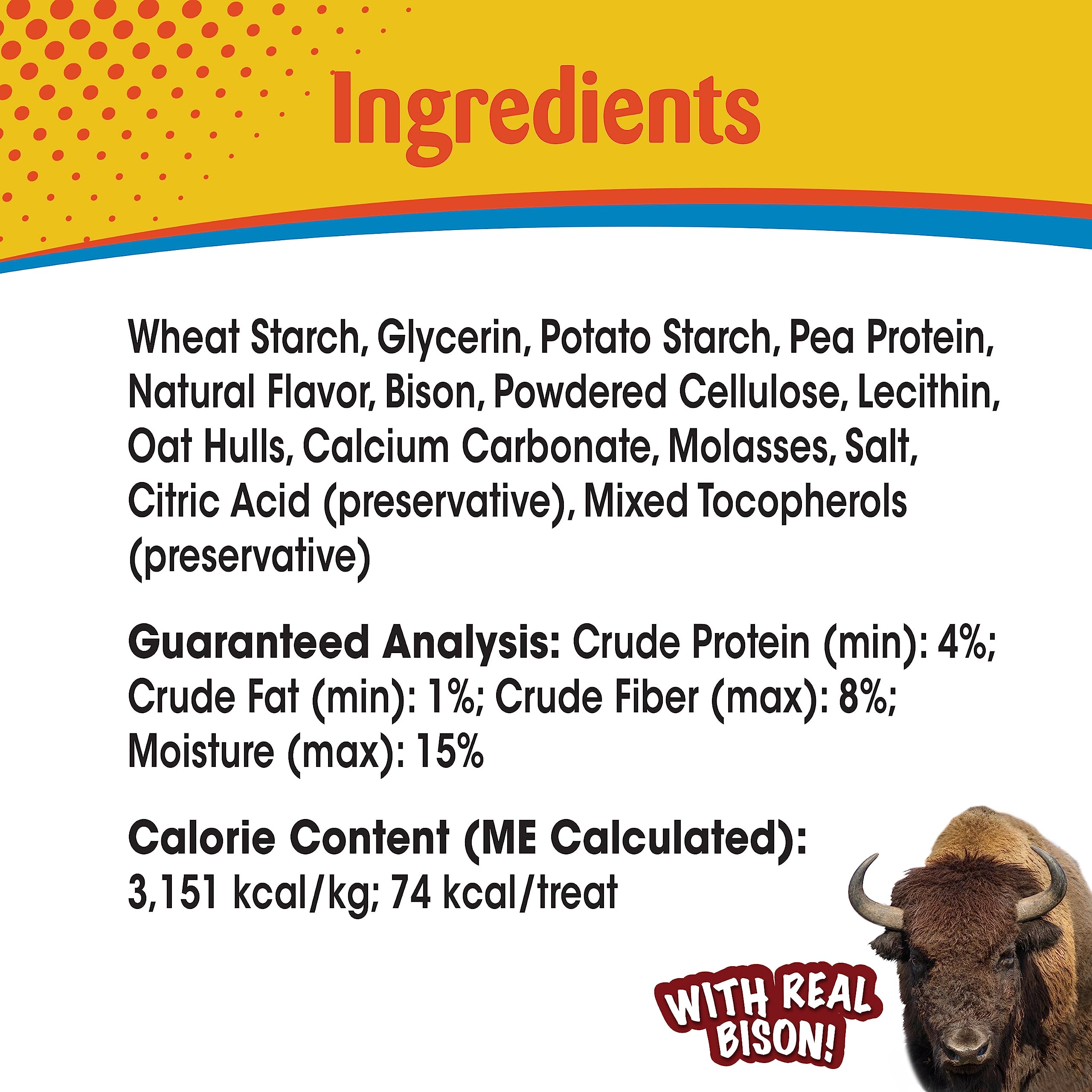 Nylabone Nubz Wild Natural Edible Chew Treats for Dogs, Made in USA, Bison Flavor, Small - Up to 25 lbs. (4 Count)