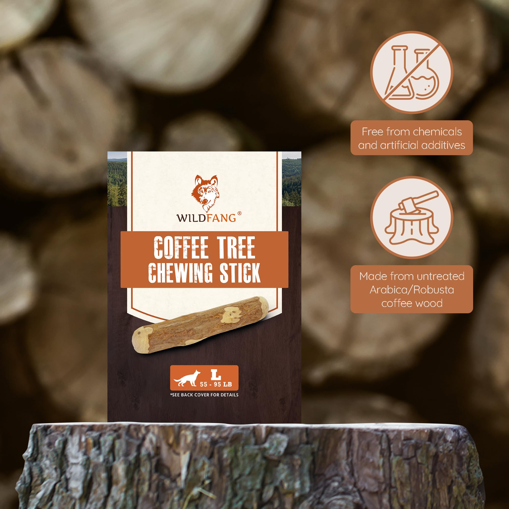 Wildfangcoffee Wood Dog Chew Large - Natural Chewing Stick For Dogs, Chewing Bone For Dogs Muscle Training Wood Chews (Size L)