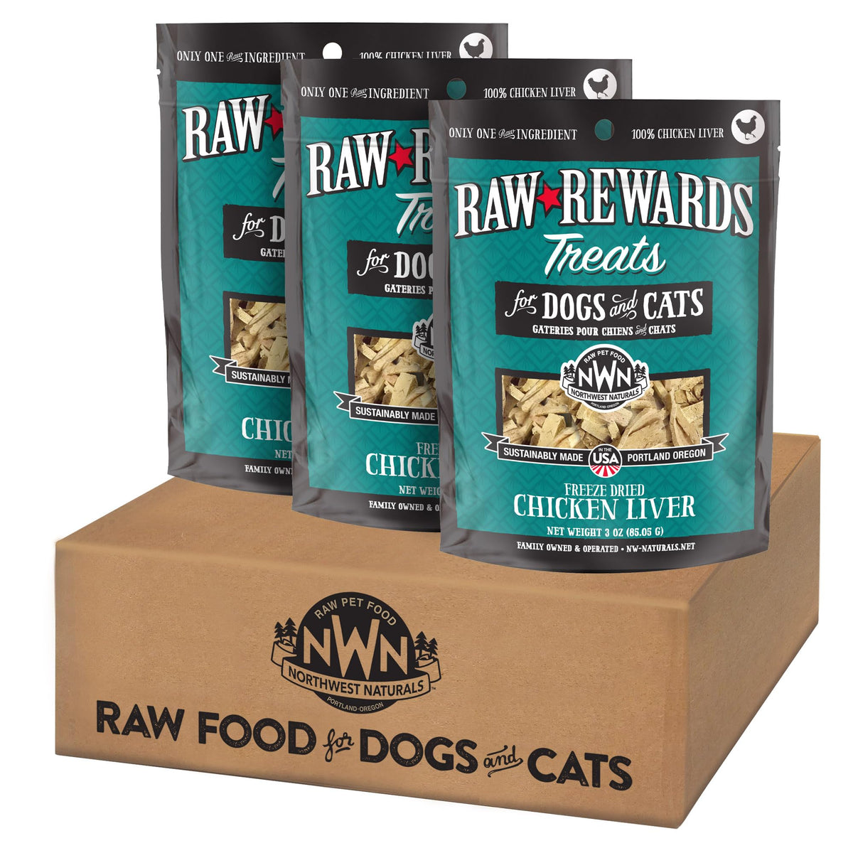 Northwest Naturals Raw Rewards Freeze-Dried Chicken Liver Treats For Dogs And Cats - Bite-Sized Pieces - Healthy, 1 Ingredient, 