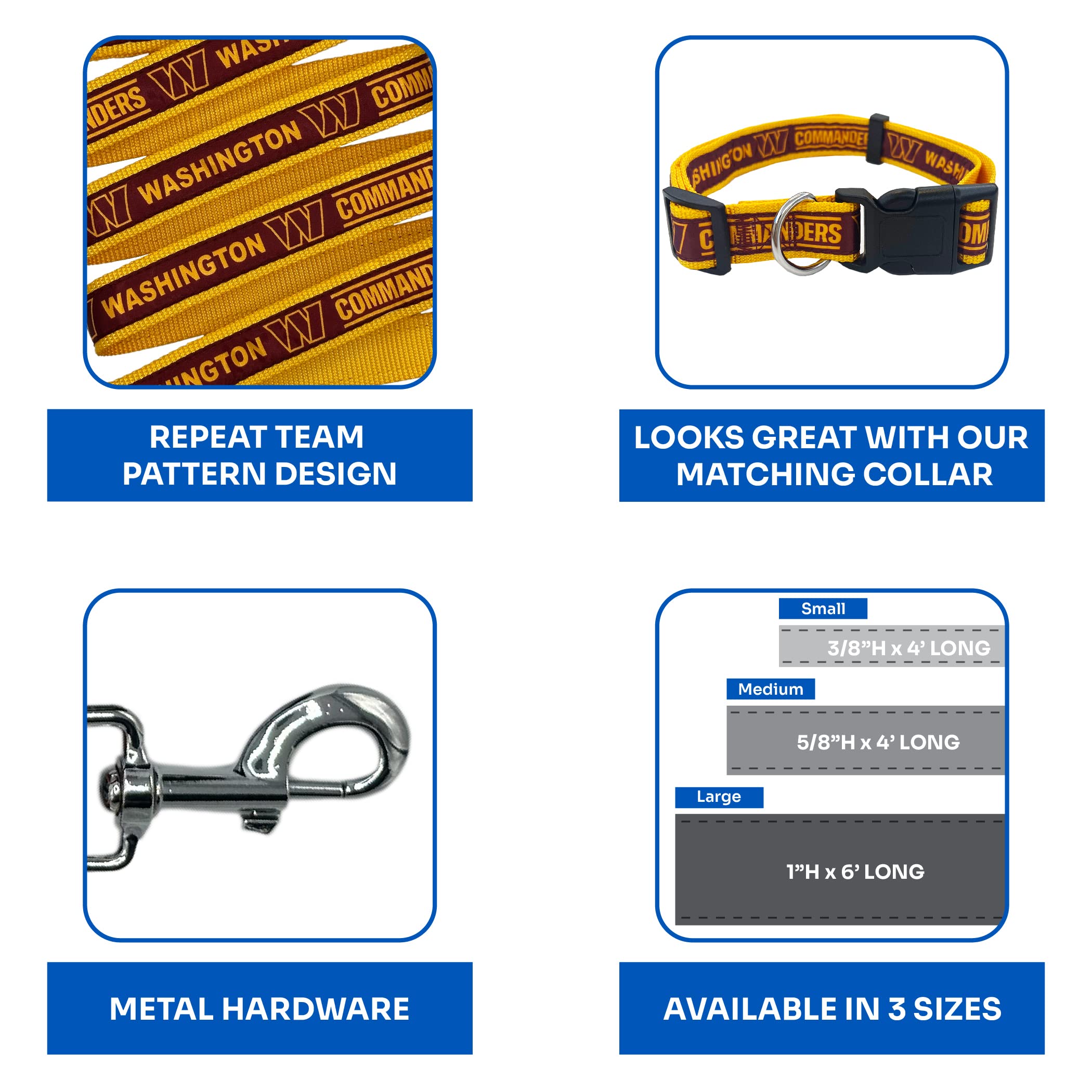 Nfl Pet Washington Commanders Dog Leash, Large Football Team Leash For Dogs & Cats - Shiny & Colorful, Licensed By The Nfl