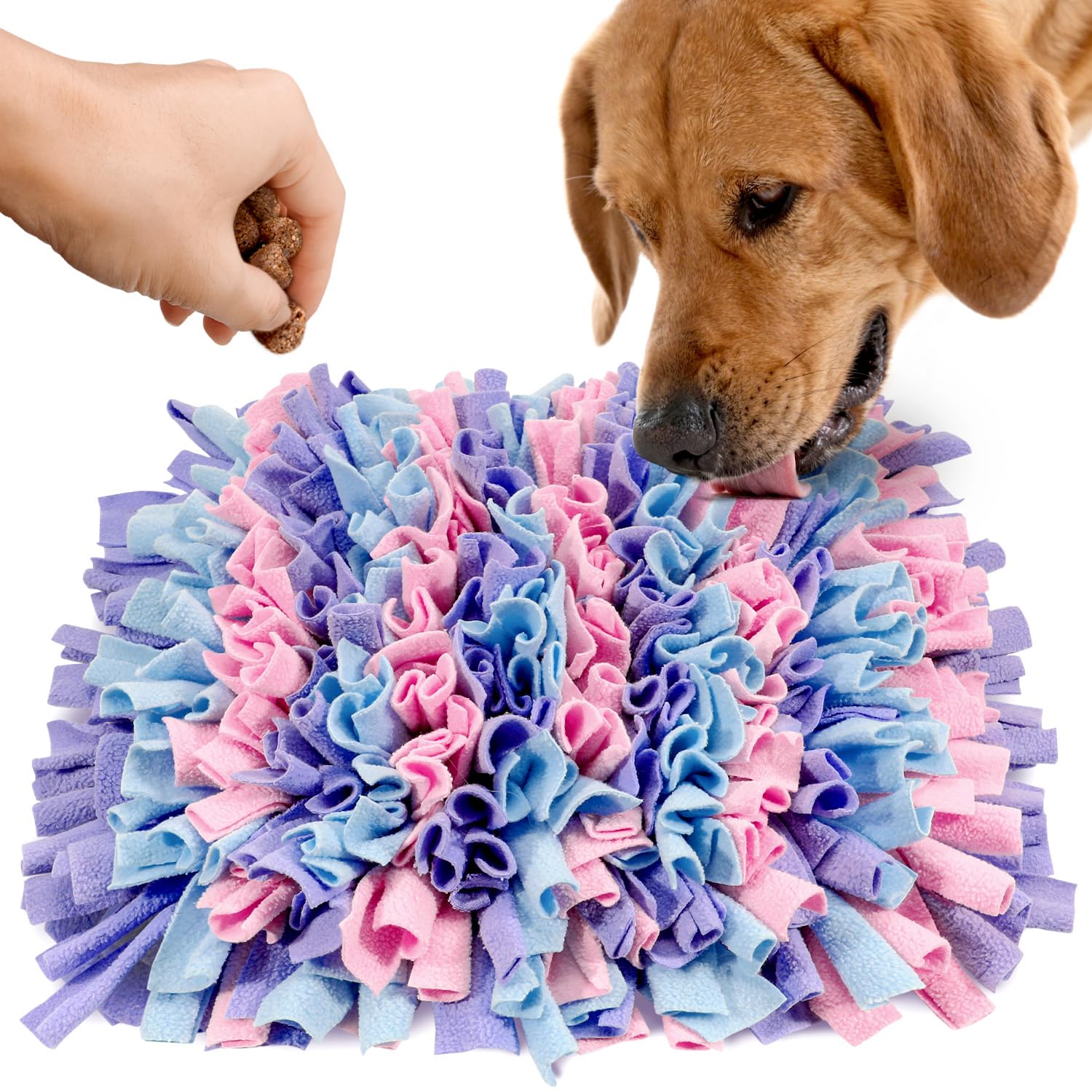 LIVEKEY Pet Snuffle Mat for Dogs, Dog Feeding Mat, Nosework Training Mats for Foraging Instinct Interactive Puzzle Toys (Pink&Pu