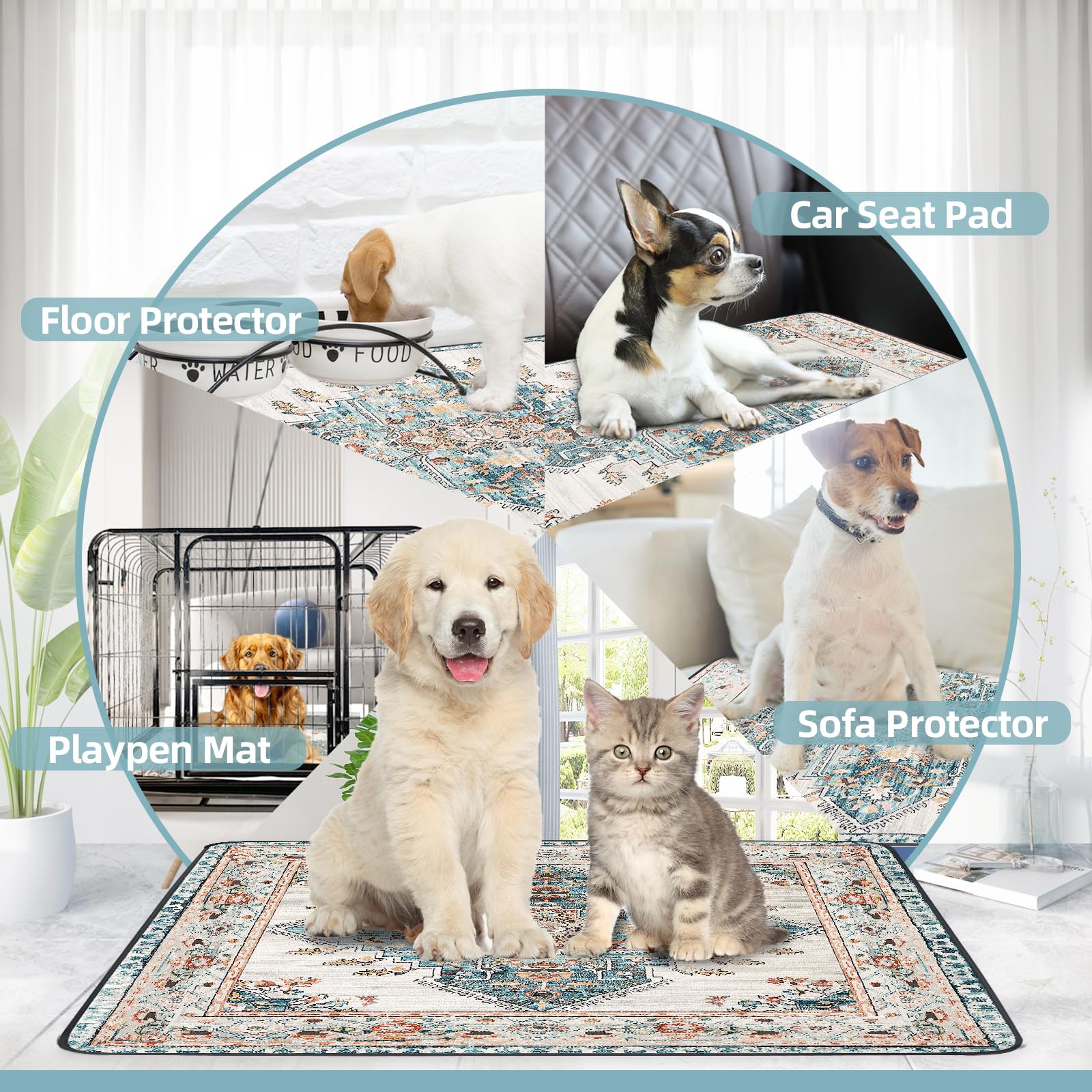 SCLOSE Washable Pee Pads for Dogs Large, 2 Pack, 48  x 48  Reusable Puppy Pads, Dog Playpen Mat, Super Absorbent Dog Pee Pads, W