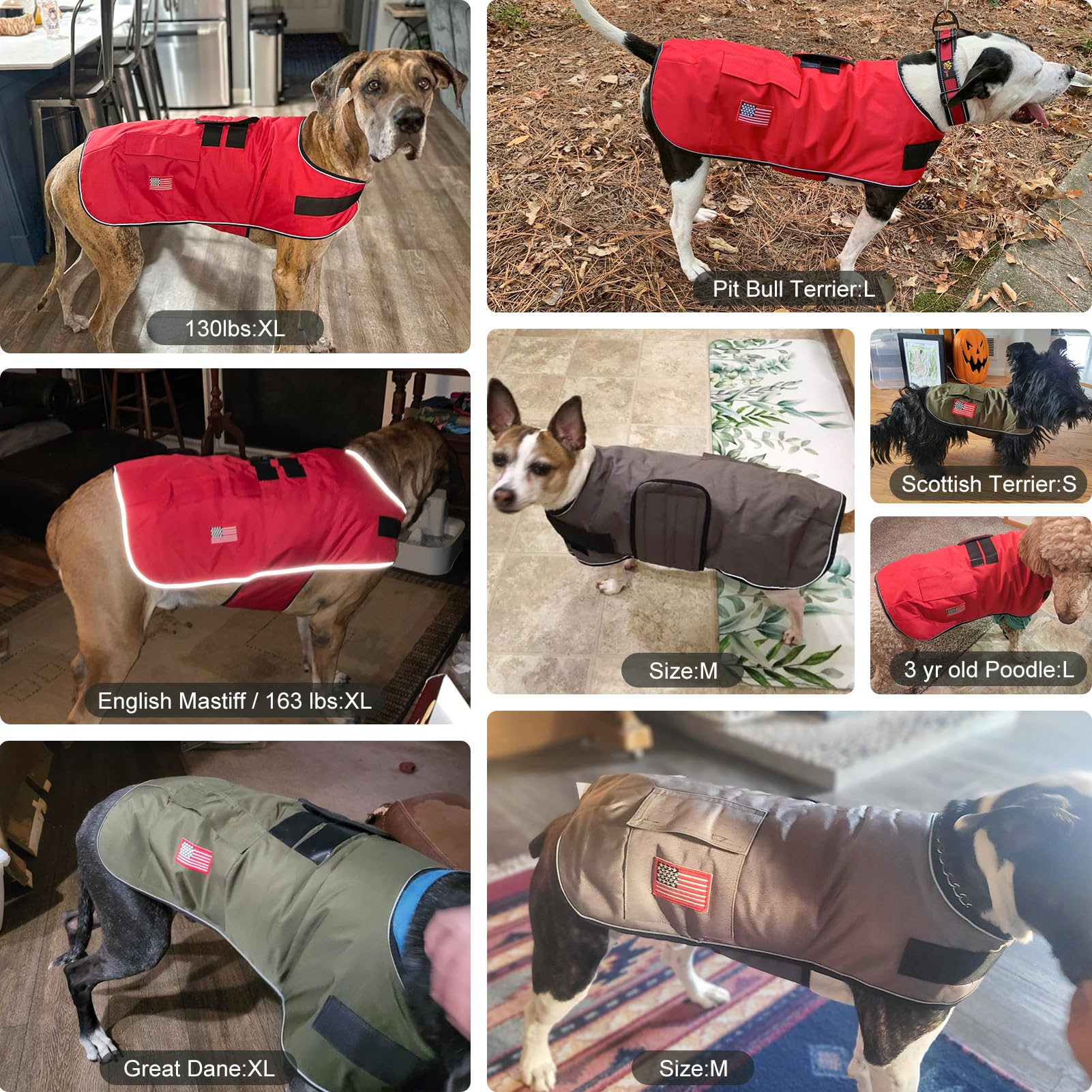 BEAUTYZOO Reflective Dog Winter Coat for Small Medium Large Great Dane Dogs,Winter Dog Jacket with Fleece Lining Dog Cold Weathe