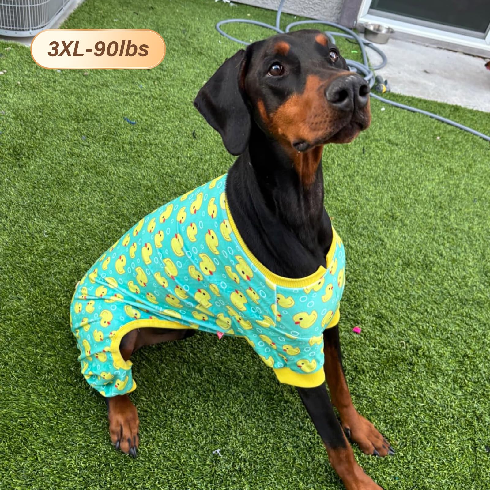 Kyeese Dog Pajamas Yellow Ducks Dog Onesie Dog Coat Dog Pajamas Large Sized Dog Soft Dog Costume Dog Clothes Dog Surgery Recovery Suit Dog Body Suits After Surgery Cat Clothes Large Dog Pajamas