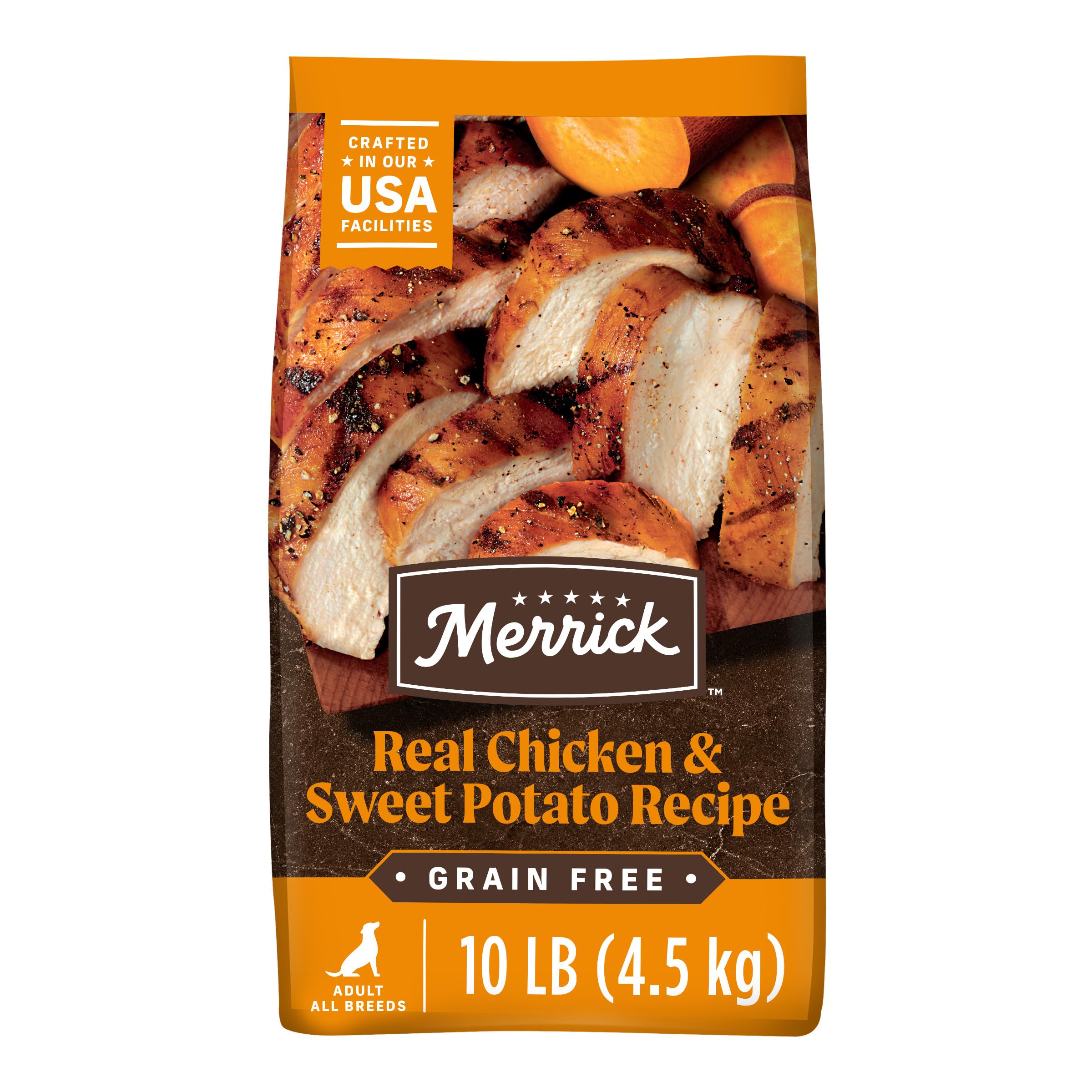 Merrick Premium Grain Free Dry Adult Dog Food, Wholesome And Natural Kibble With Real Chicken And Sweet Potato - 10.0 lb. Bag
