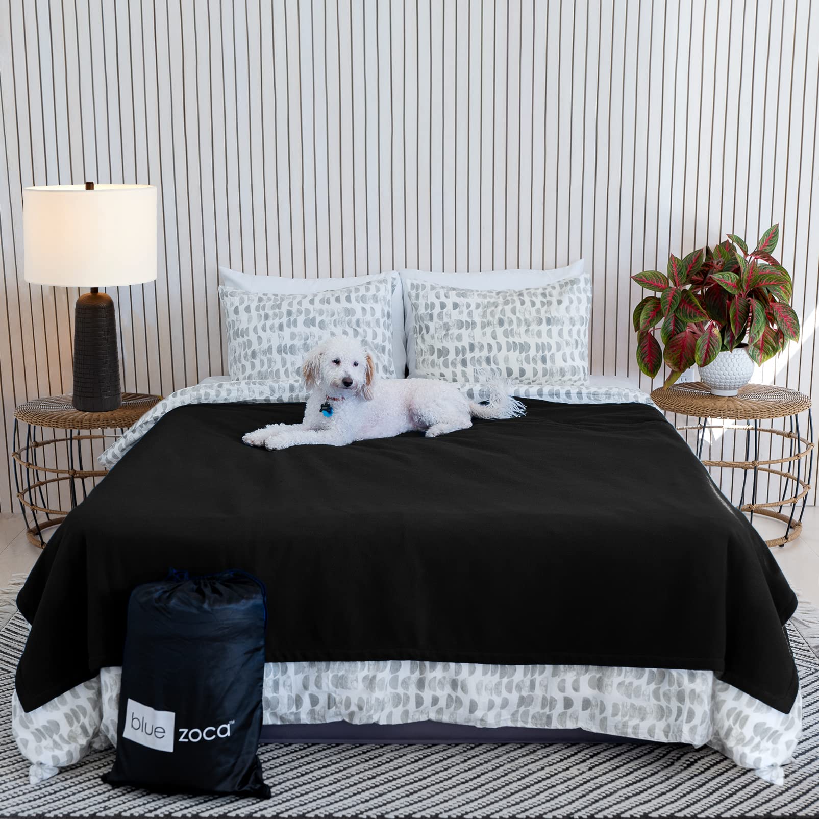 Blue Zoca Waterproof Blanket for Indoors & Outdoors | Machine Washable, Multi-Purpose Throw to Protect Your Bed Couch Car from L