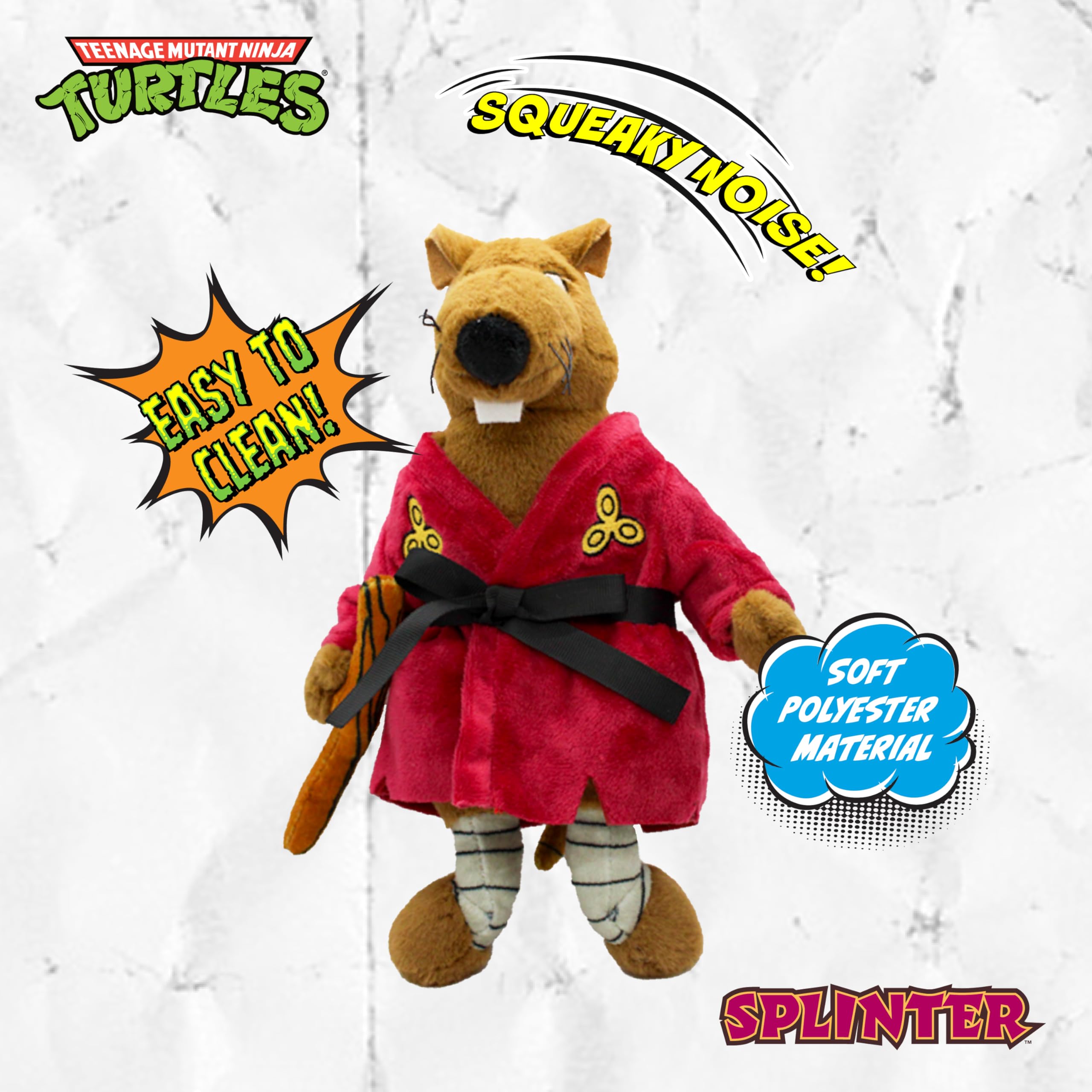 Design Lab, Inc. Teenage Mutant Ninja Turtle Official Merchandise | Tmnt Gifts | Squeaky Plush Dog Toy | Splinter The Rat | Grea