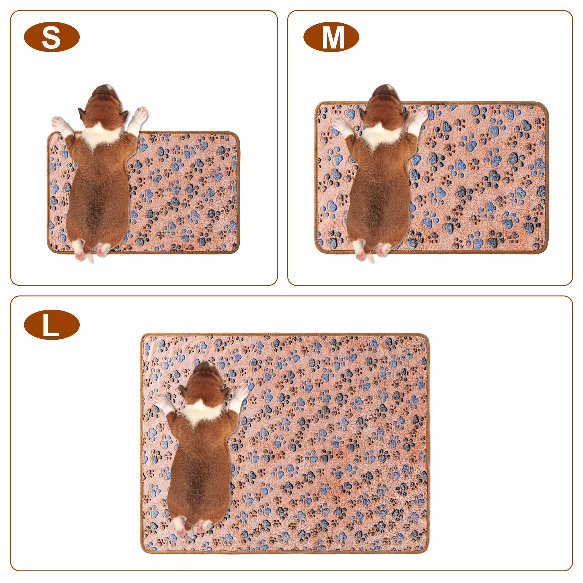 1 Pack 3 Blankets Super Soft Fluffy Premium Fleece Pet Blanket Flannel Paw Printed Throw For Dog Puppy Cat (Medium 30X20'', Brow