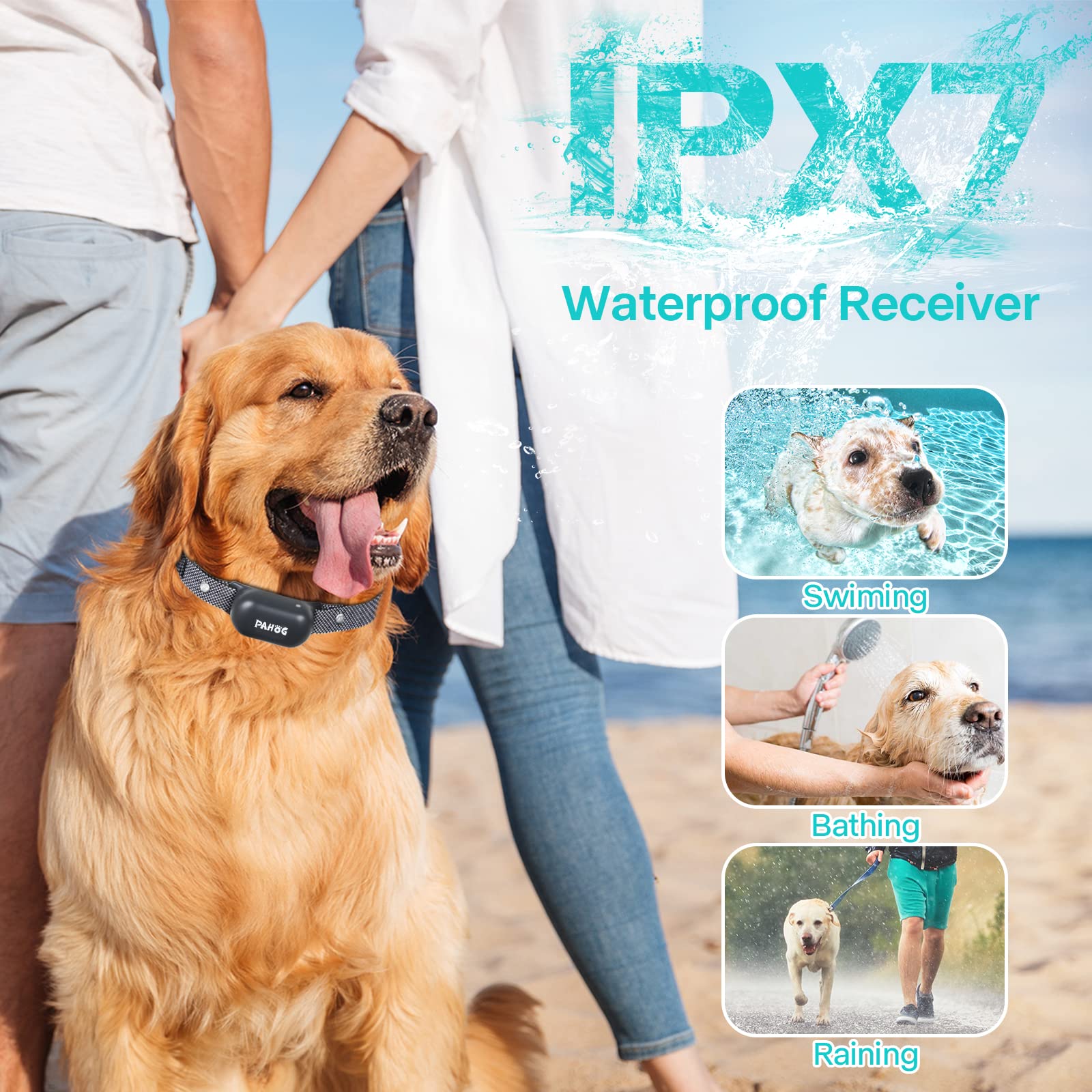 Pahog Dog Training Collar With Remote, Electric Dog Shock Collar For Large Medium Small Dogs (8-120 Lbs), Rechargeable Ipx7 Wate