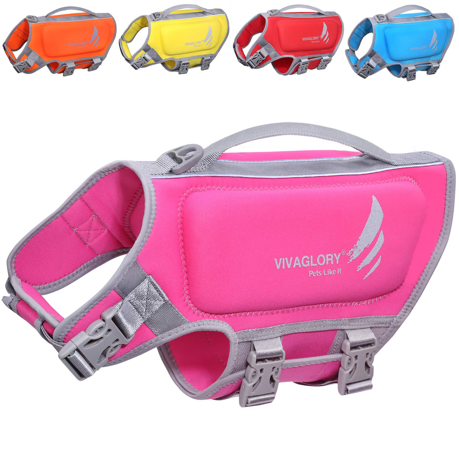 Vivaglory Lightweight Dog Life Jacket, Pet Preserver Vest, Skin-Friendly Neoprene For Small Dogs With D-Ring And Quick Release B