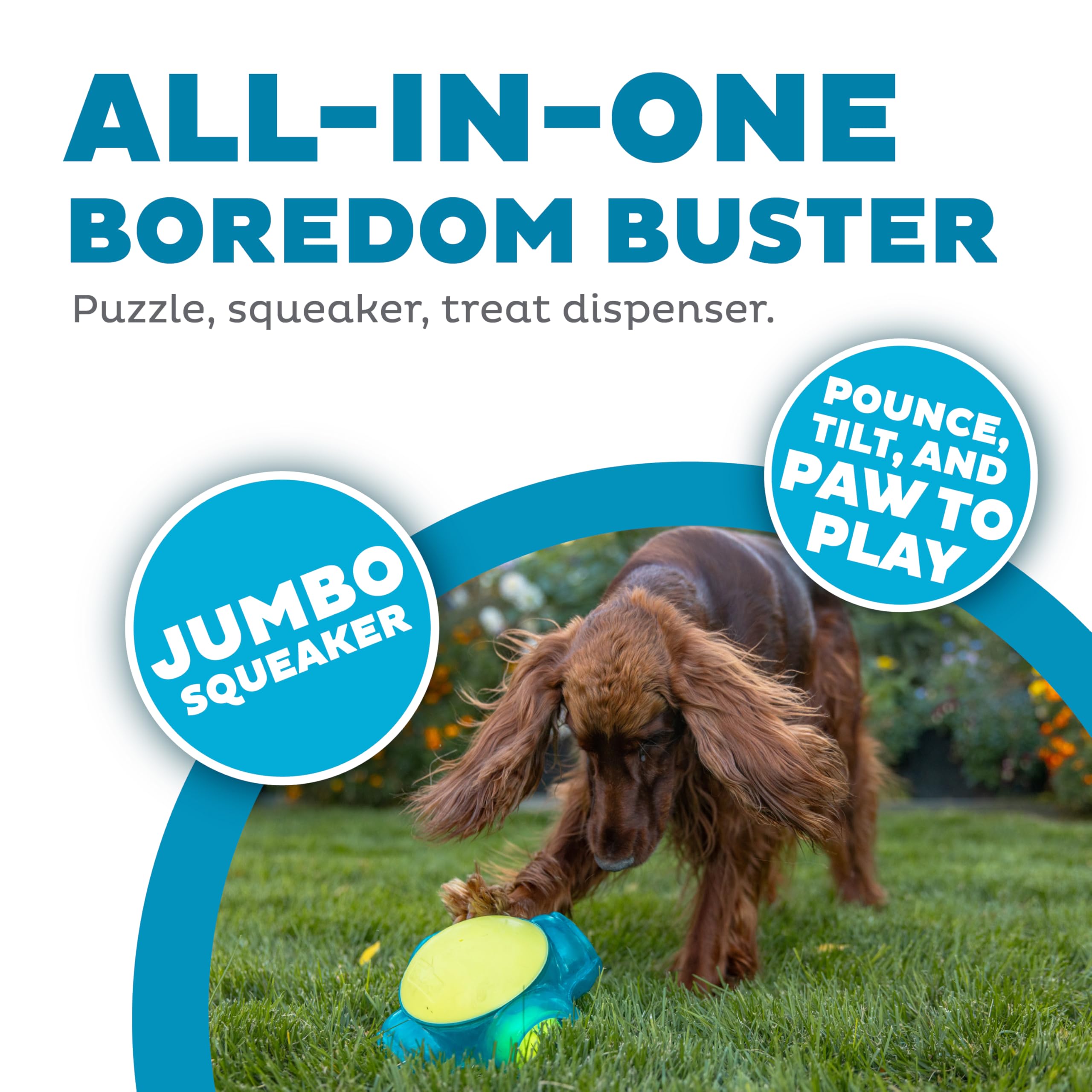 Outward Hound Tennis Maze Craze Interactive Squeaky Dog Toy, Blue