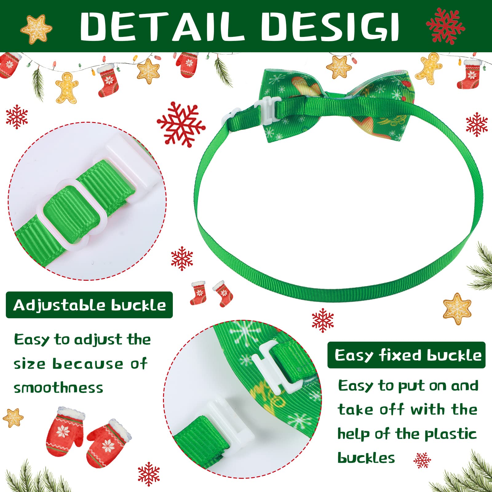 50 Pieces Christmas Dog Bow Tie Collar Set Includes 25 Dog Neckties And 25 Dog Bow Ties Adjustable Dog Bowties Neckties Collars For Dogs Cat Decoration(Stylish Pattern)