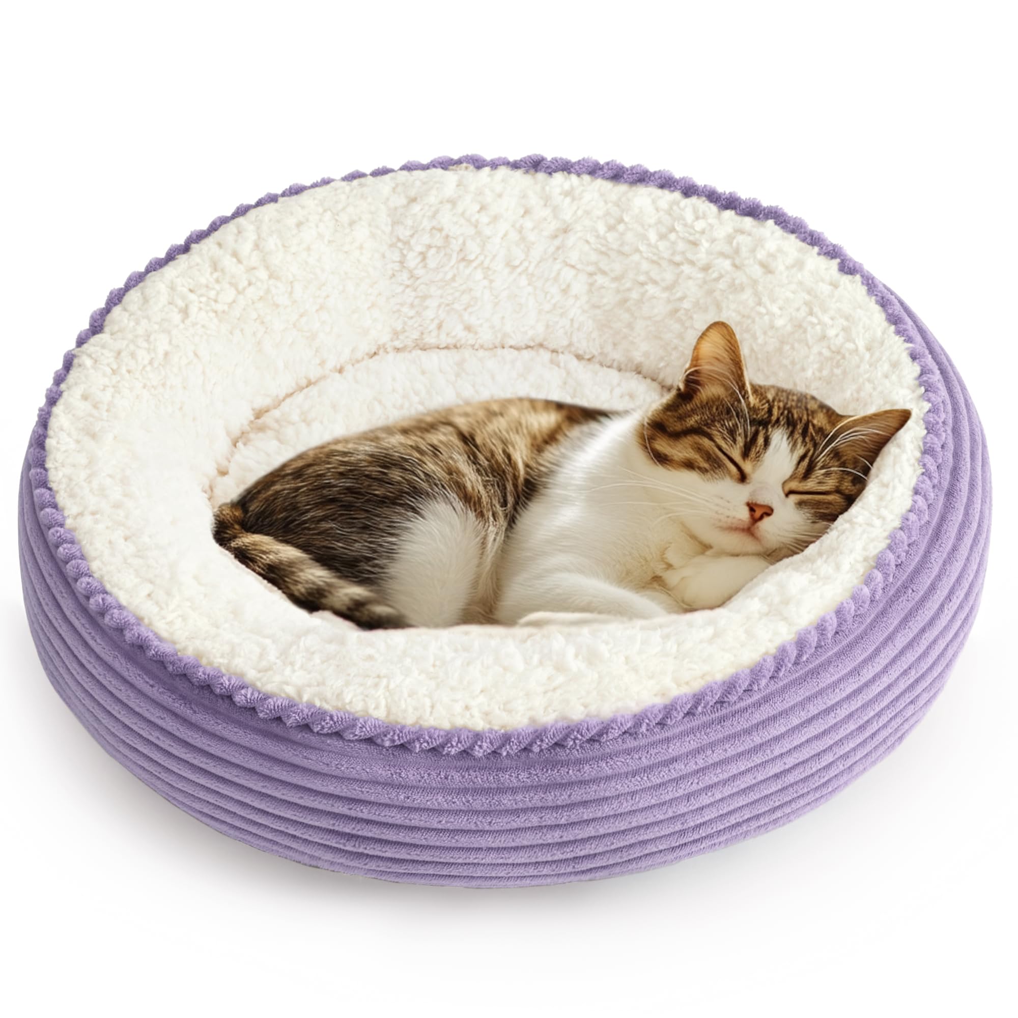 Love'S Cabin Round Donut Cat And Dog Cushion Bed, 20In Pet Bed For Cats Or Small Dogs, Anti-Slip & Water-Resistant Bottom, Soft 