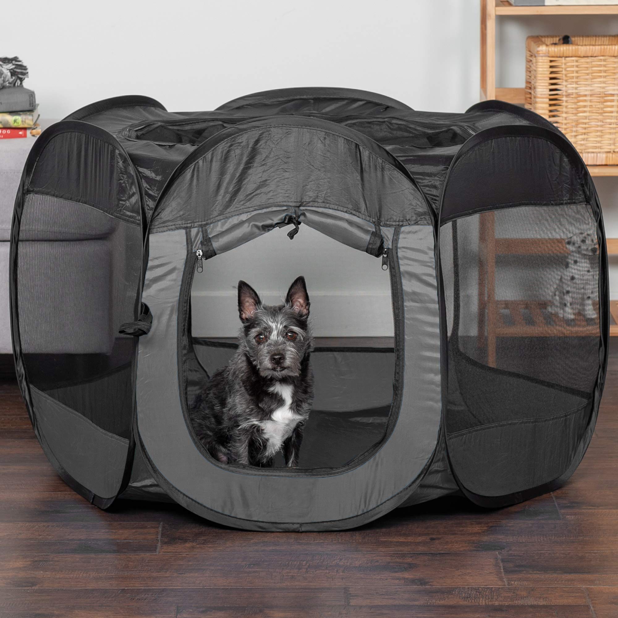 Furhaven Portable Dog Playpen Cat Tent, Pet playground/kennel foldable indoor outdoor zippered puppy crate - Hunter Green, Small