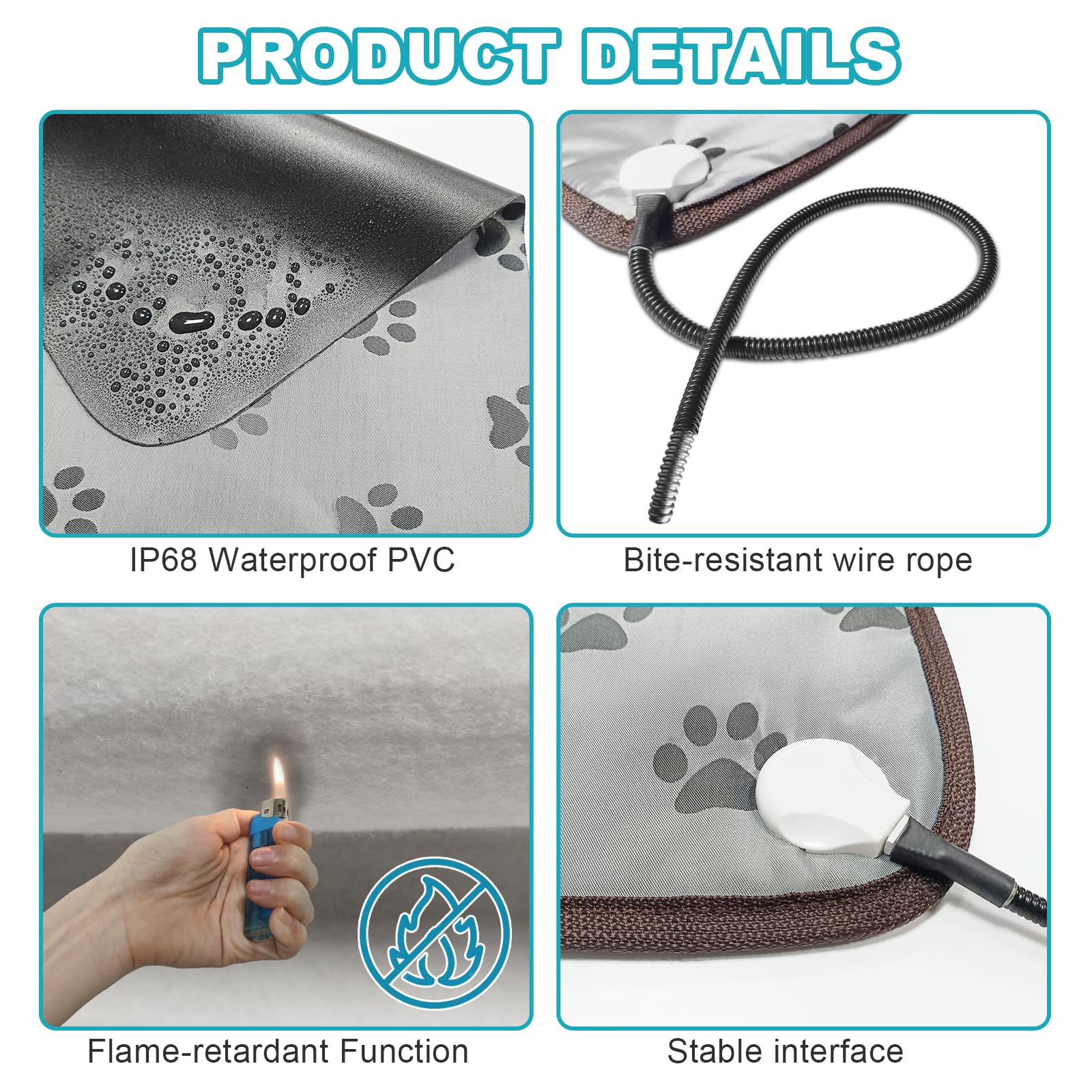 Rc Sll Extra Large Dog Heating Pad, 47X30 In, Grey, Heat Mat For Dog, Waterproof Heated Dog Bed, Whelping Heat Pad, Dog Beds For