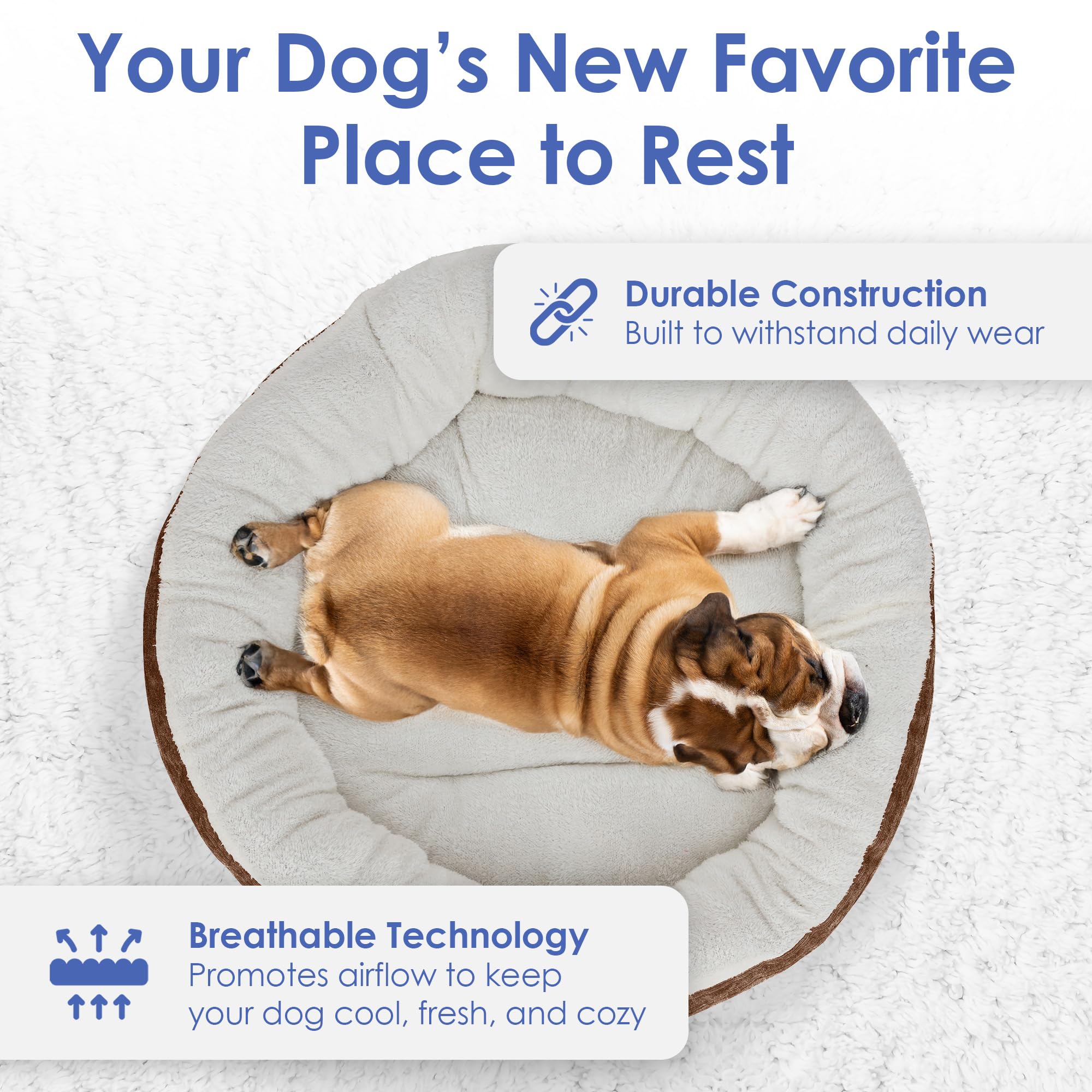 American Kennel Club 23' Mason Fabric Round Pet Bed - Stylish Washable Dog Bed With Non-Slip Bottom, Plush Sleeping Surface - F