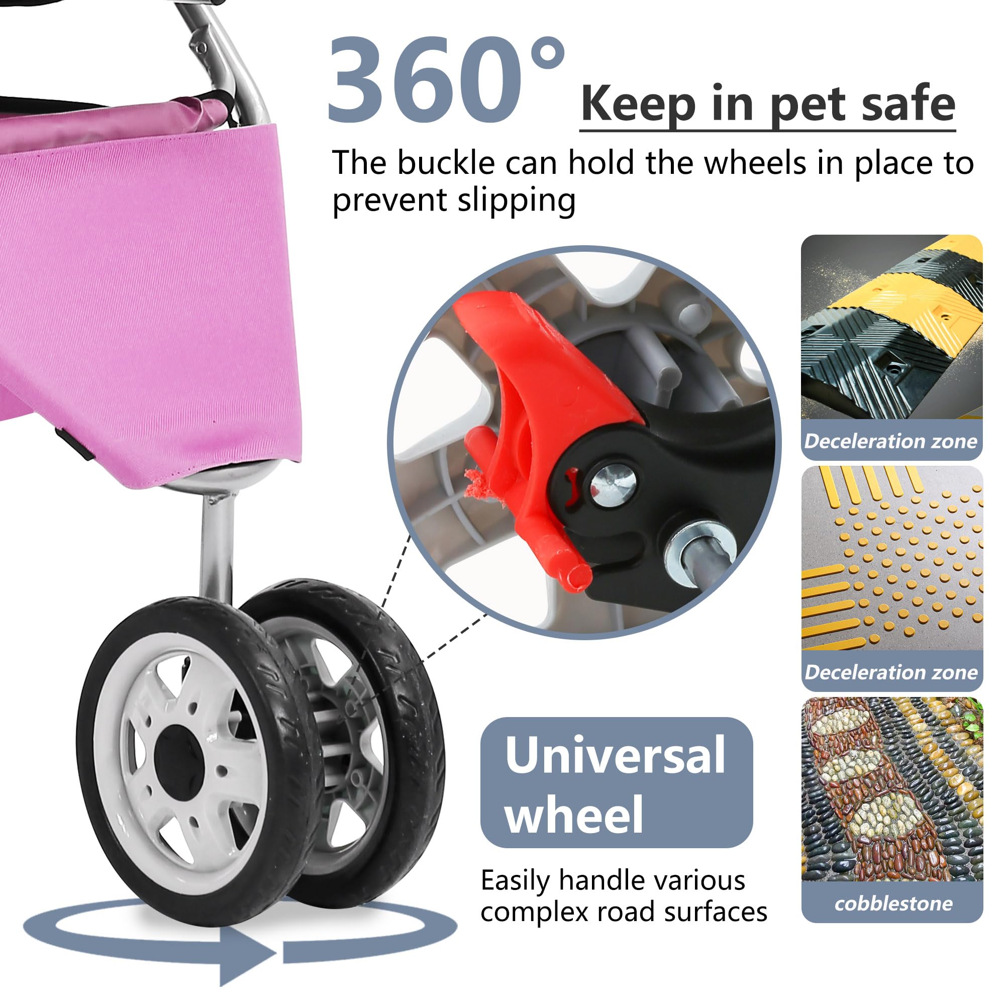 FDW Pet Stroller Foldable Dog Stroller 3-Wheel Durable Cat Jogger Stroller for Small and Medium Dogs Cats with Washable Liner St