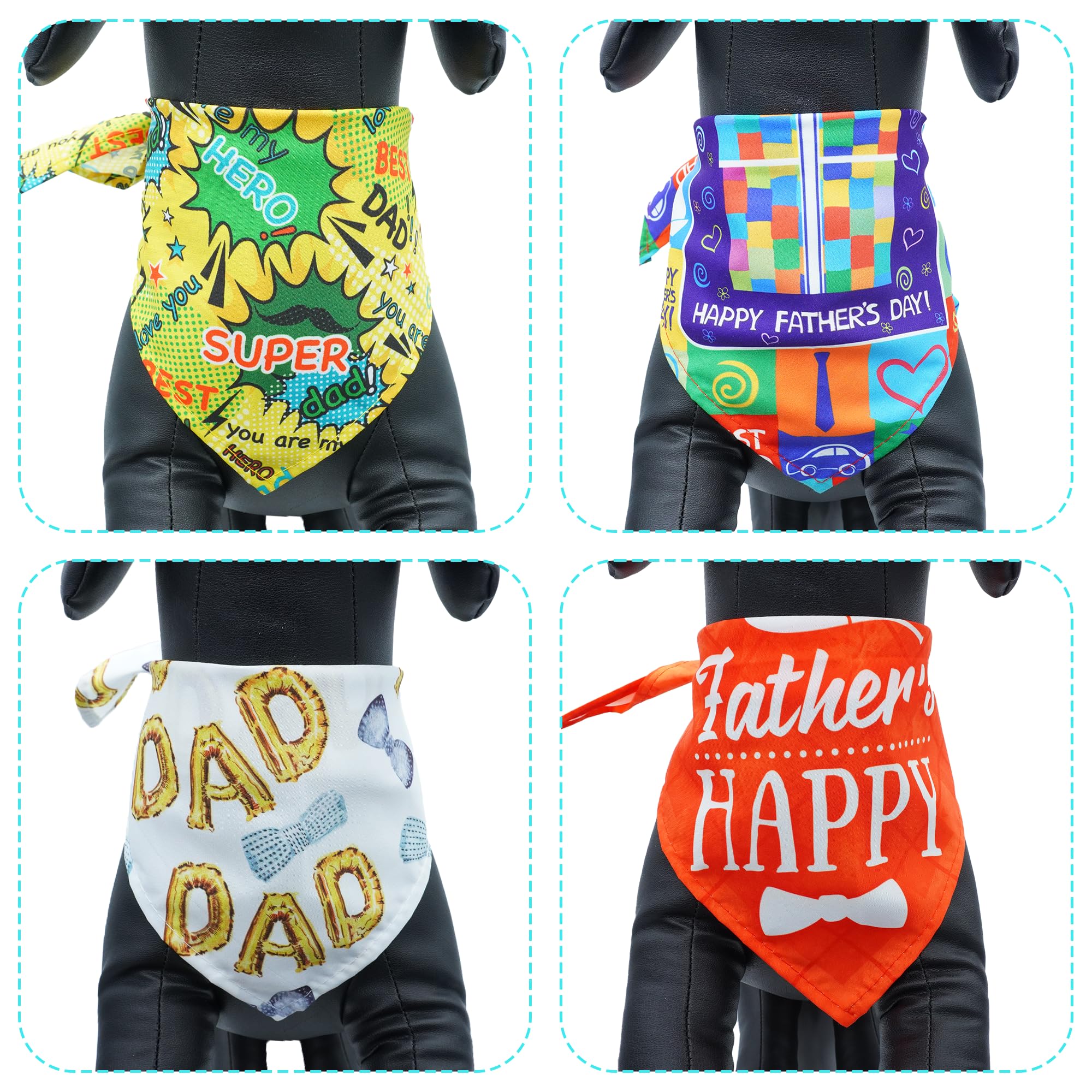 Jpgdn 50Pcs Fathers Day Dog Bandanas For Large Extra Large Xl Xxl Triangle Bibs Head Scarves For Boys Girls Grooming Accessories