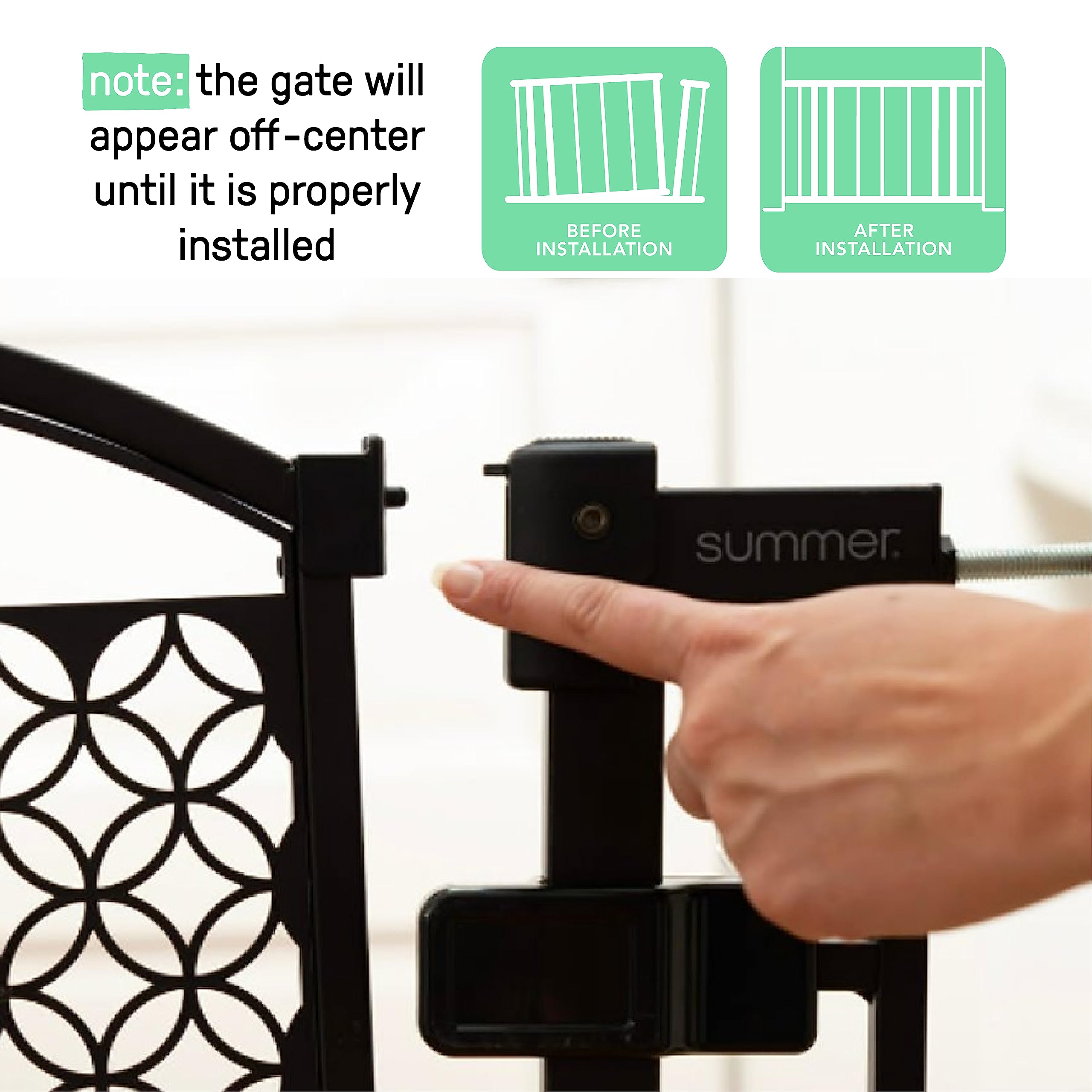 Summer Infant Modern Home Walk-Thru Safety Pet And Baby Gate, 28'-42' Wide, 30' Tall, Pressure Or Hardware Mounted, Install On Wall Or Banister In Doorway Or Stairway, Auto Close Door - Espresso