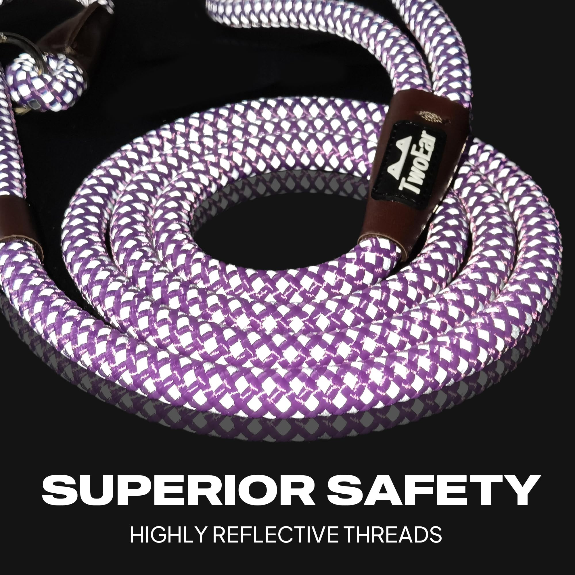 Twoear Dog Leash Dog Slip Rope Leash 6Ft Dog Training Leash Heavy Duty Strong Slip Lead Highly Reflective Threads For Small Medium And Large Dogs (Slim(3/8''X6Ft), Purple)