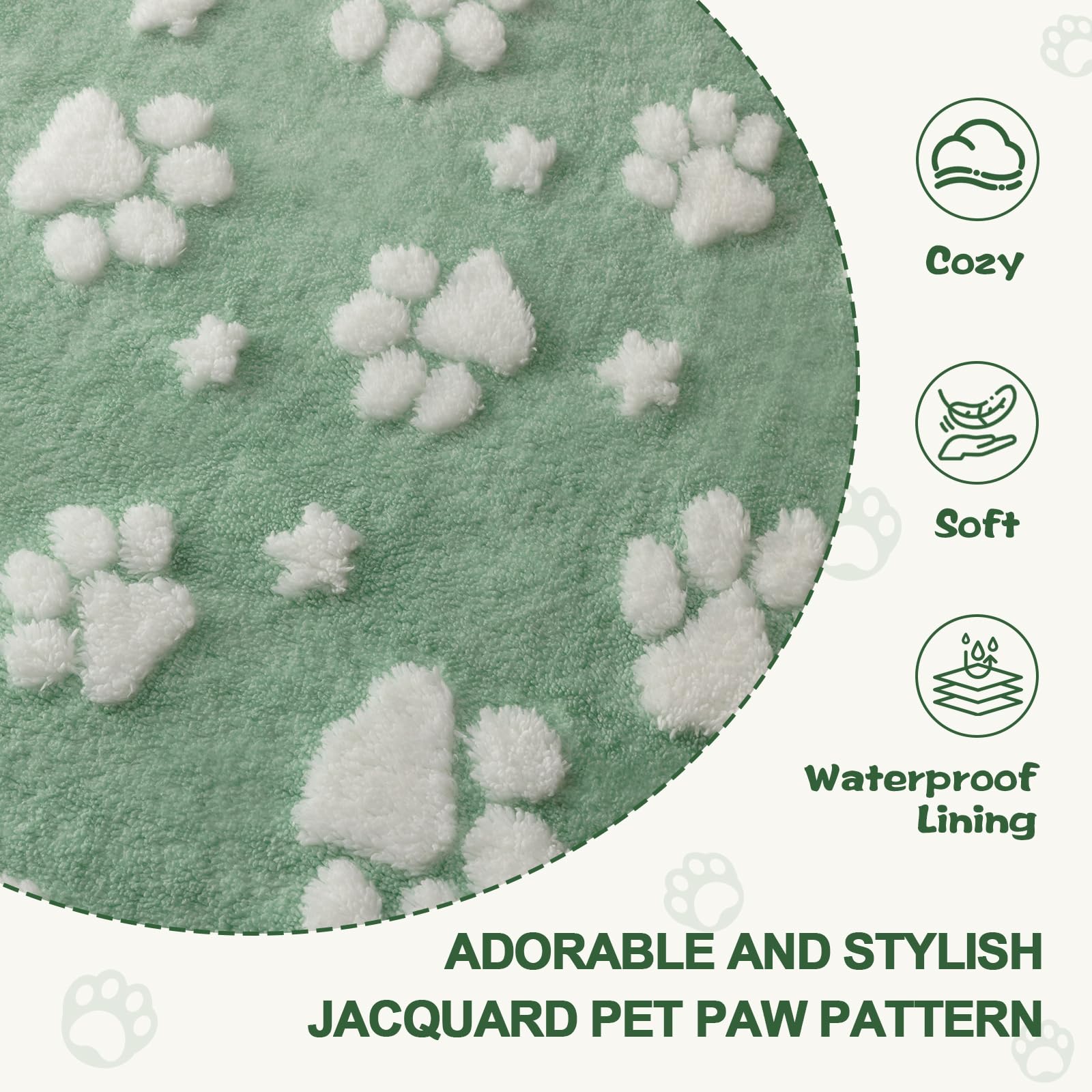 Yaning Waterproof Blanket For Dog Puppy Cat, Cute 3D Textured Paw Dog Blanket For Bed Couch Sofa, Soft Liquid Pee Proof Pet Furn