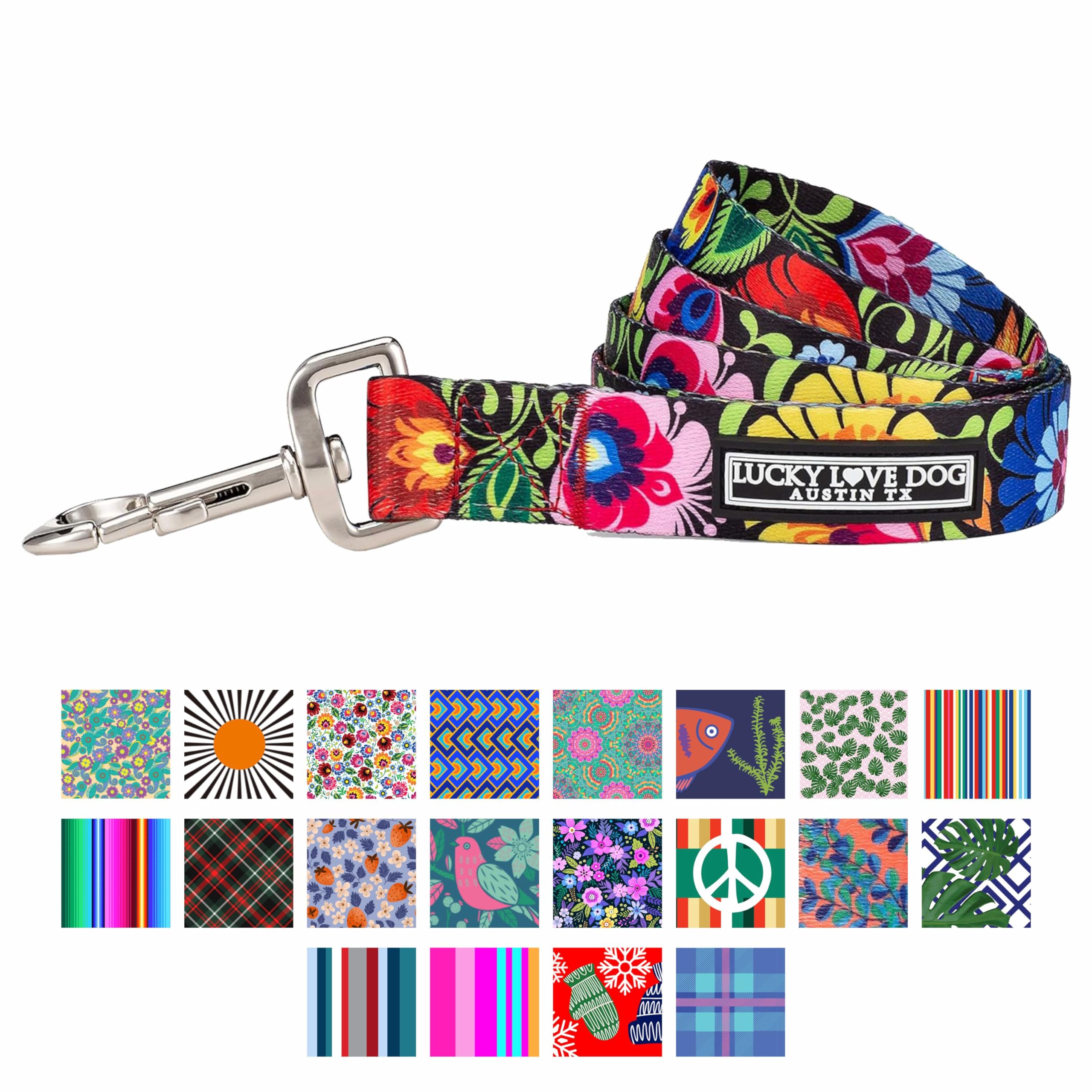Lucky Love Dog Leash, Beautiful Vivid Patterns, Durable & Long Lasting (Blackbird, Small)