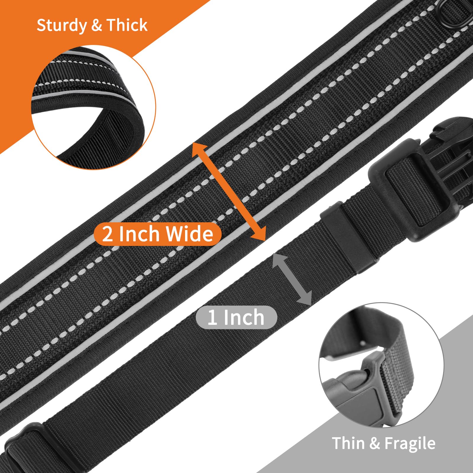 Mayerzon 2 Inch Wide Martingale Collar For Large Medium Dogs, Reflective Walking Training No Pull Collar For Pitbull German Shep