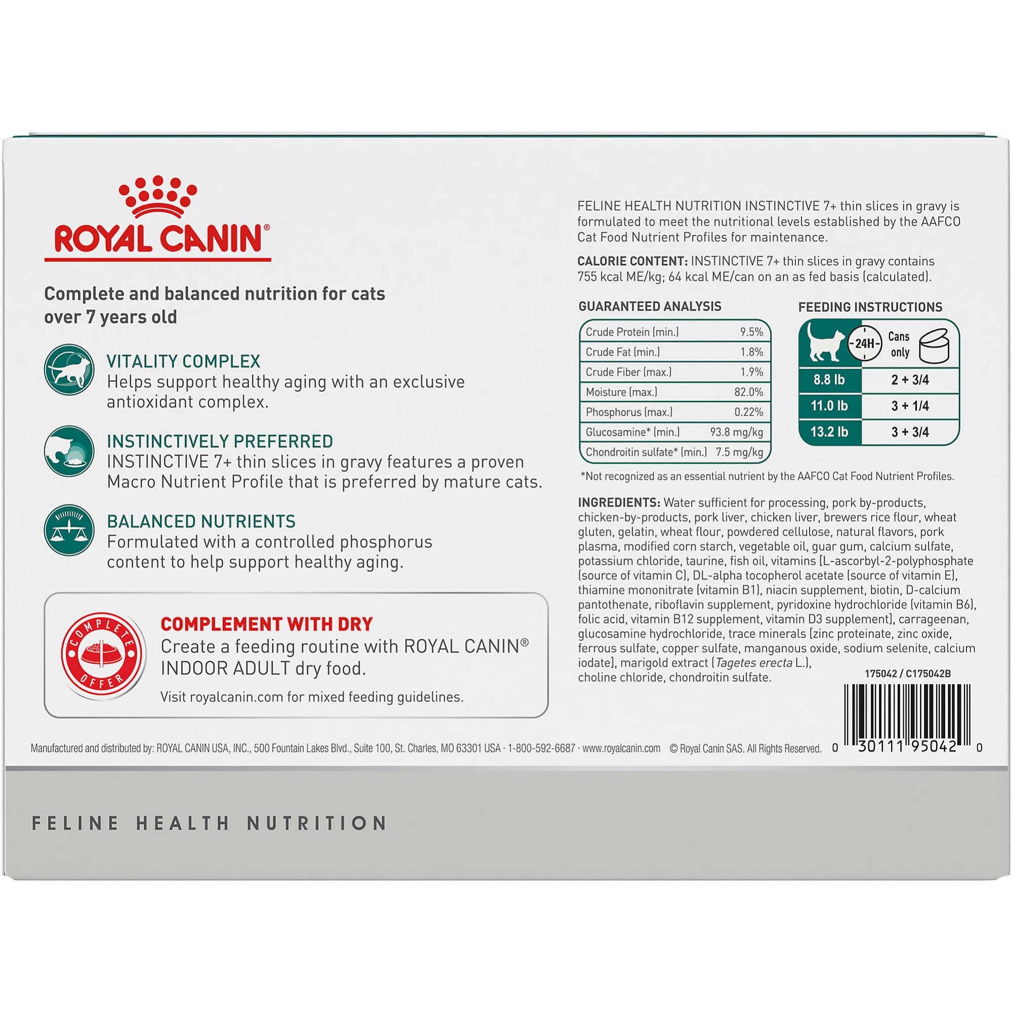 Royal Canin Feline Health Nutrition Instinctive 7+ Mature Thin Slices in Gravy Cat Food, 3 oz (Pack of 12)