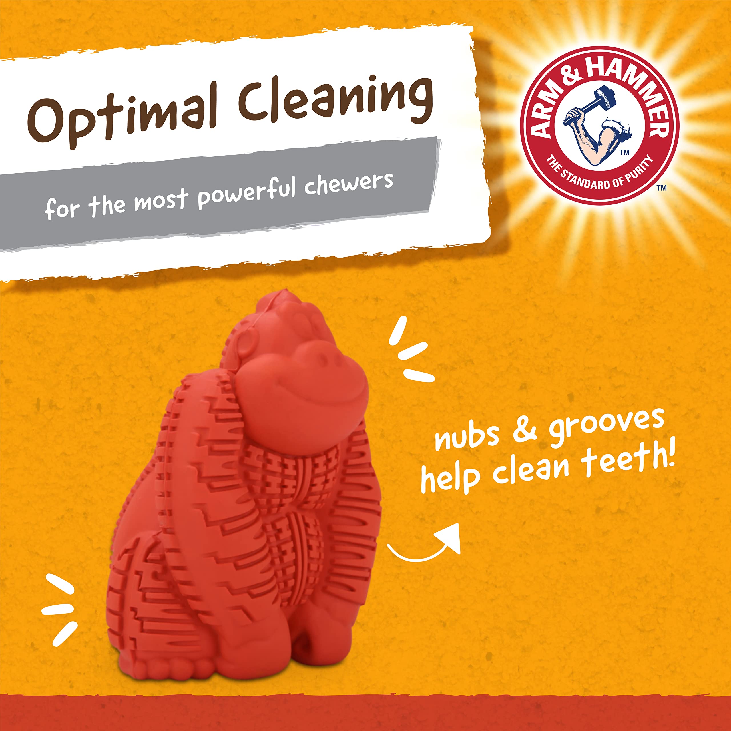 Arm & Hammer For Pets Super Treadz Mini Gorilla Dental Chew Toy For Dogs | Dog Dental Chew Toys Reduce Plaque & Tartar Buildup W