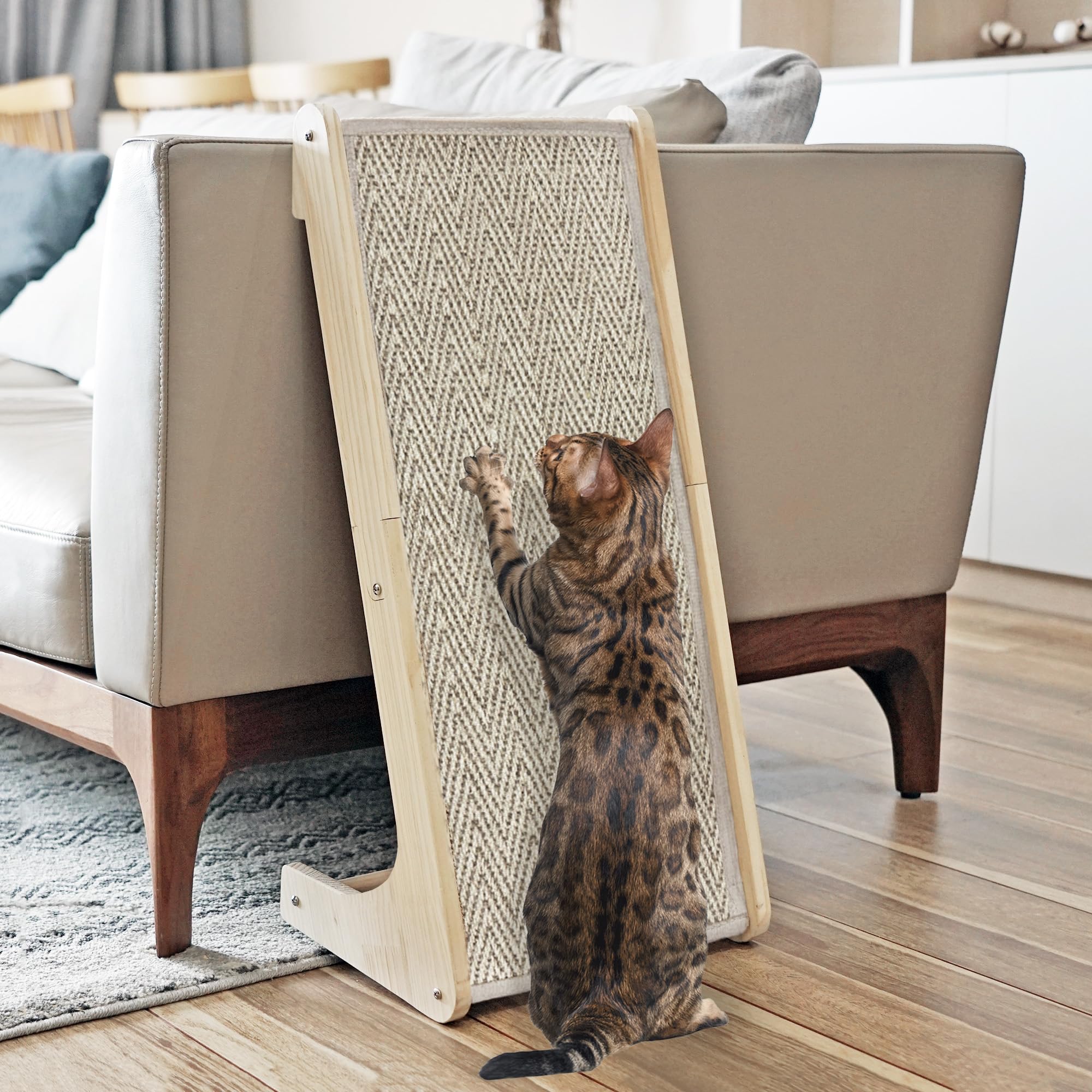 Petkaray Cat Scratcher, Sisal Scratching Ramp, L Shape Cat Scratch Pad For Indoor Cats, Wall Furniture Protector Large Size