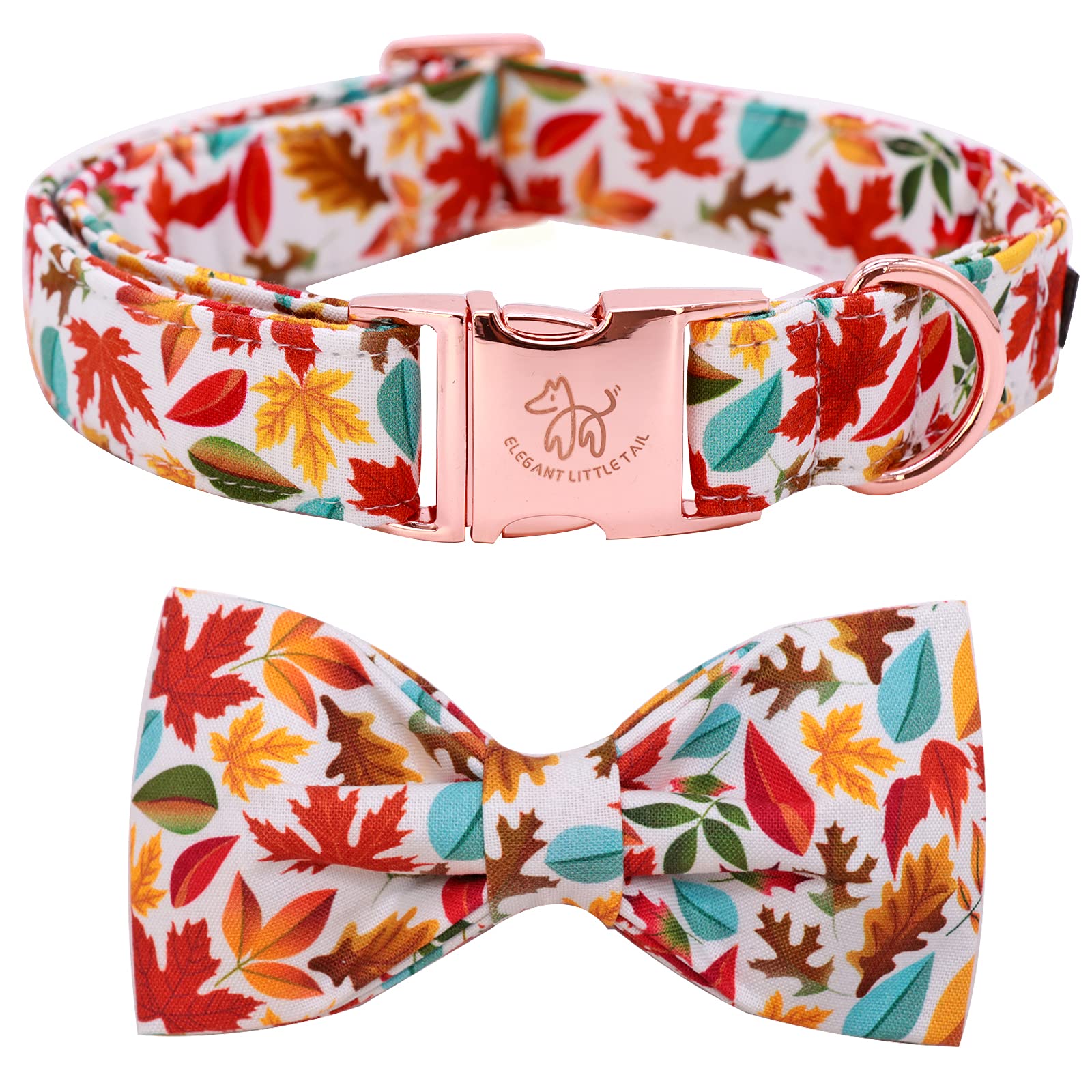 Elegant Little Tail Fall Dog Collar, Male Or Female Dog Collar With Bow Adjustable Soft Bow Tie Dog Collars For Small Dogs