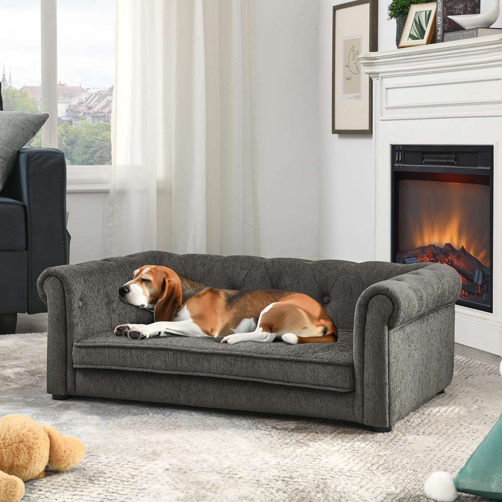 Dog Couches for Large Dogs Up to 60 lbs, 29  W Memory Foam Large Dog Bed with Legs, Durable Elevated Sofa Couch, Dry Clean Only,