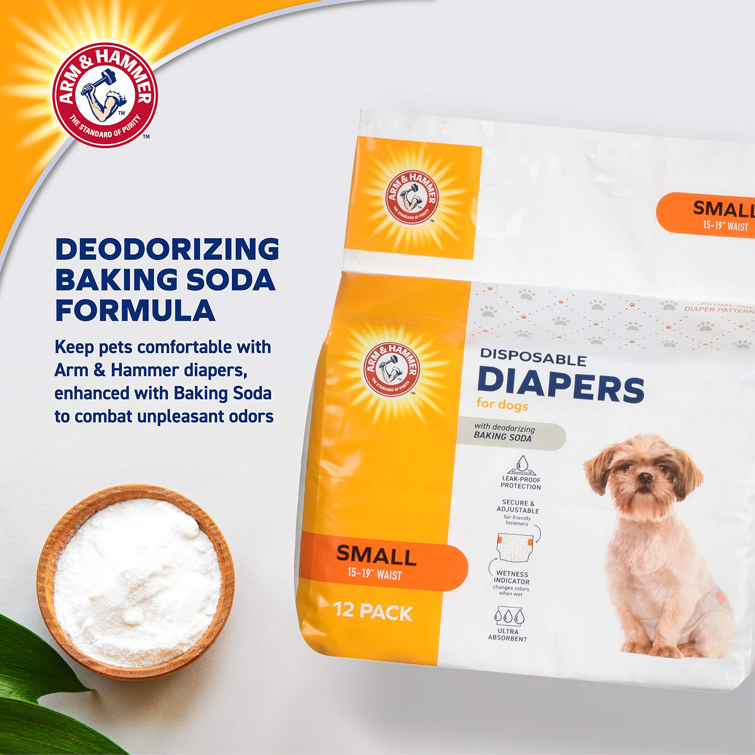 Arm & Hammer For Pets for Pets Female Dog Diapers, Size Small, 12 Count | Ultra-Absorbent, Adjustable Girl Dog Diapers with Leak