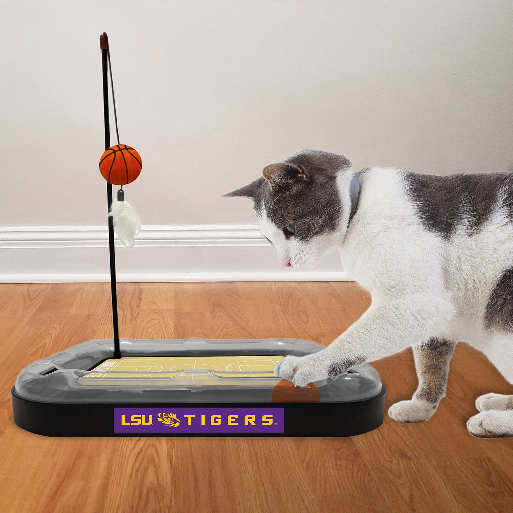 Cats Scratcher Ncaa Lsu Tigers Basketball Court Cat Scratcher Toy With Catnip Filled Plush Basketball Toy & Feather Cat Toy Hang