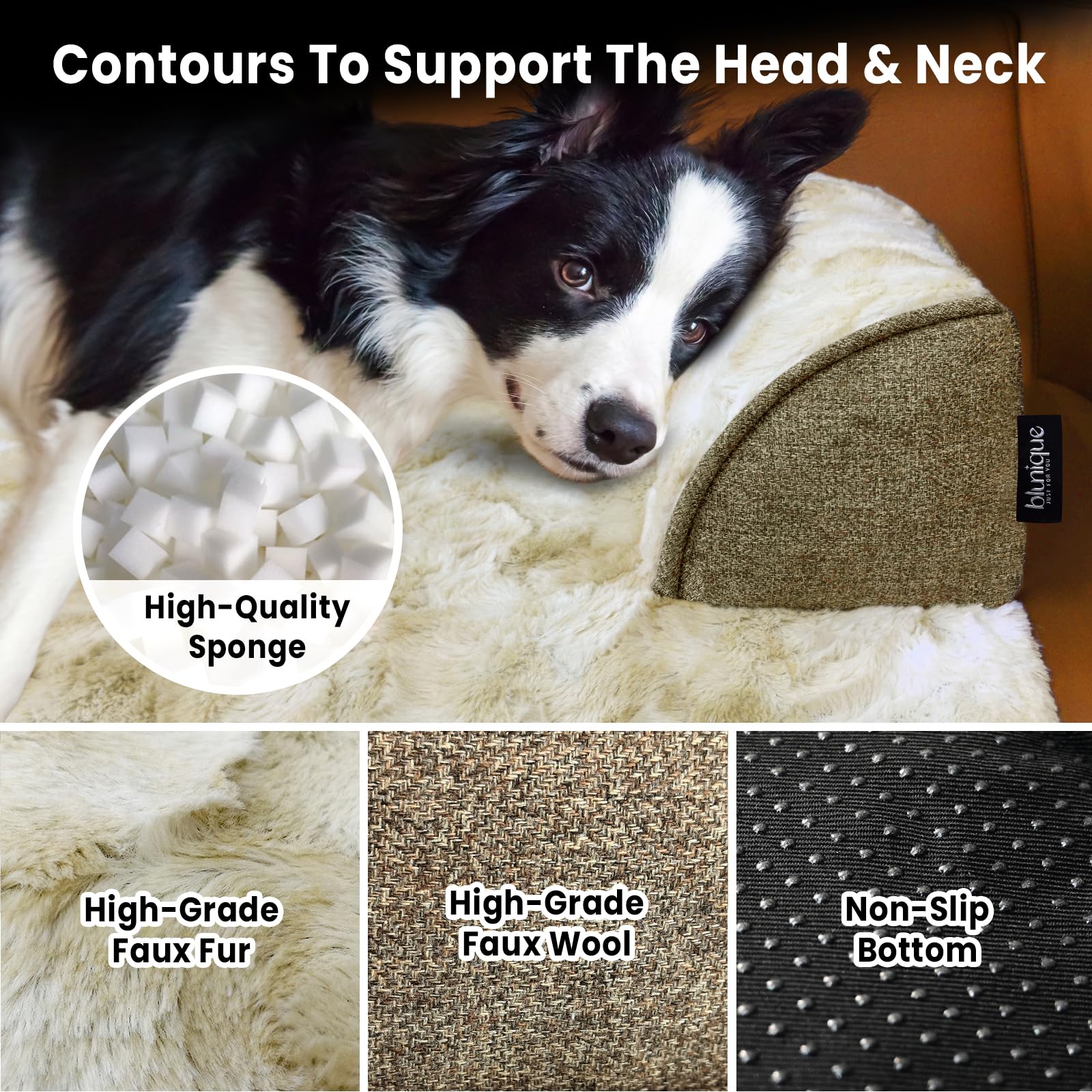 Blunique Calming Dog Couch Bed For Medium Dogs/Cats, 35 X 31 Inch Waterproof Removable Dog Mat Couch Cover For Furniture Protect
